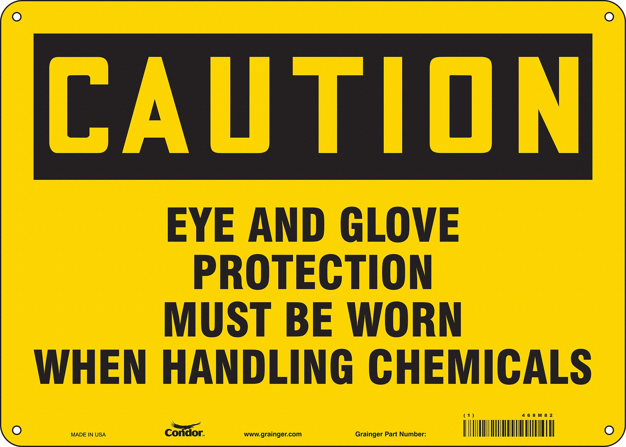 Safety Sign: Polyethylene, Mounting Holes Sign Mounting, 10 in x 14 in Nominal Sign Size, Caution