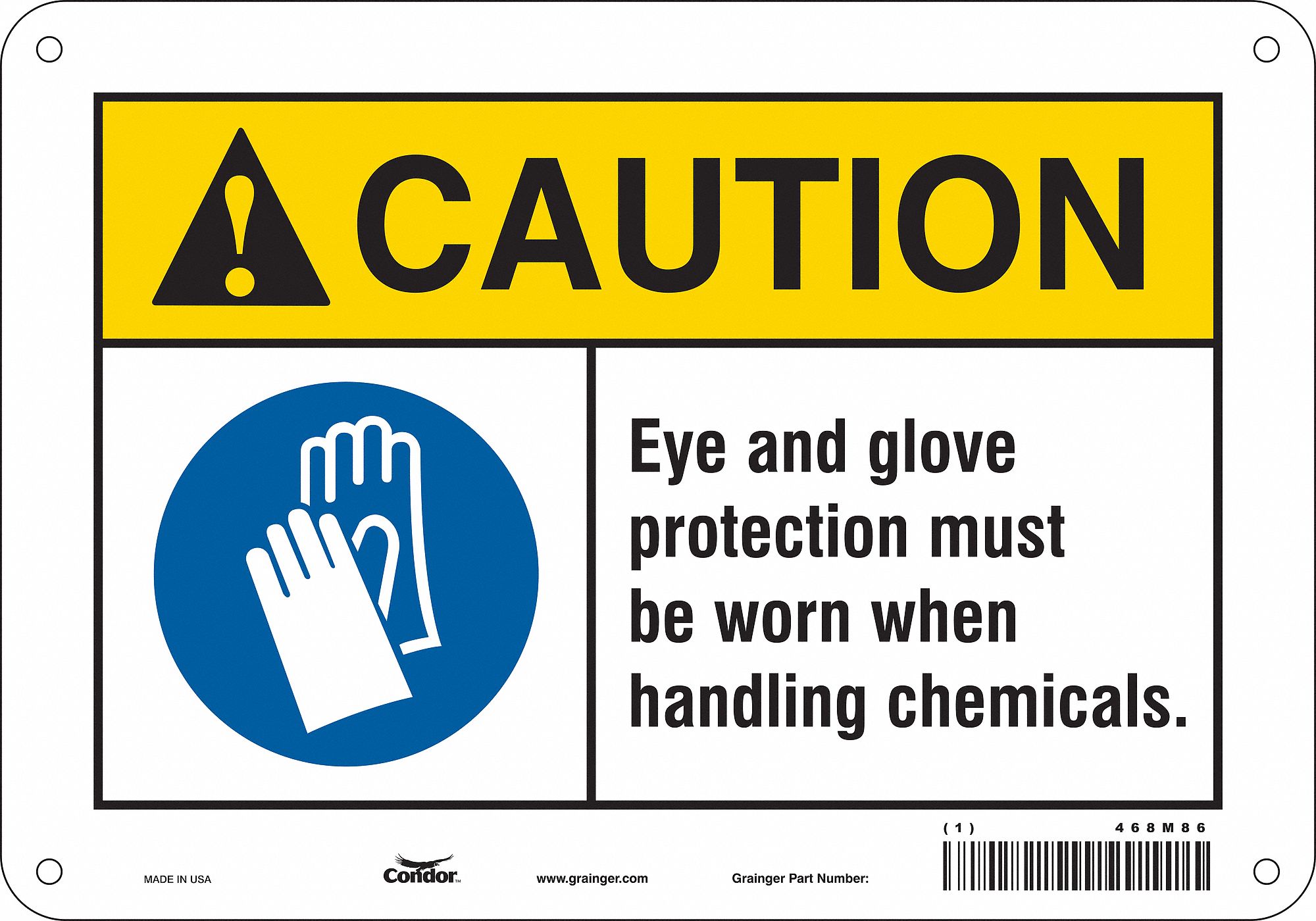 Safety Sign: Aluminum, Mounting Holes Sign Mounting, 7 in x 10 in Nominal Sign Size, 0.032 in Thick