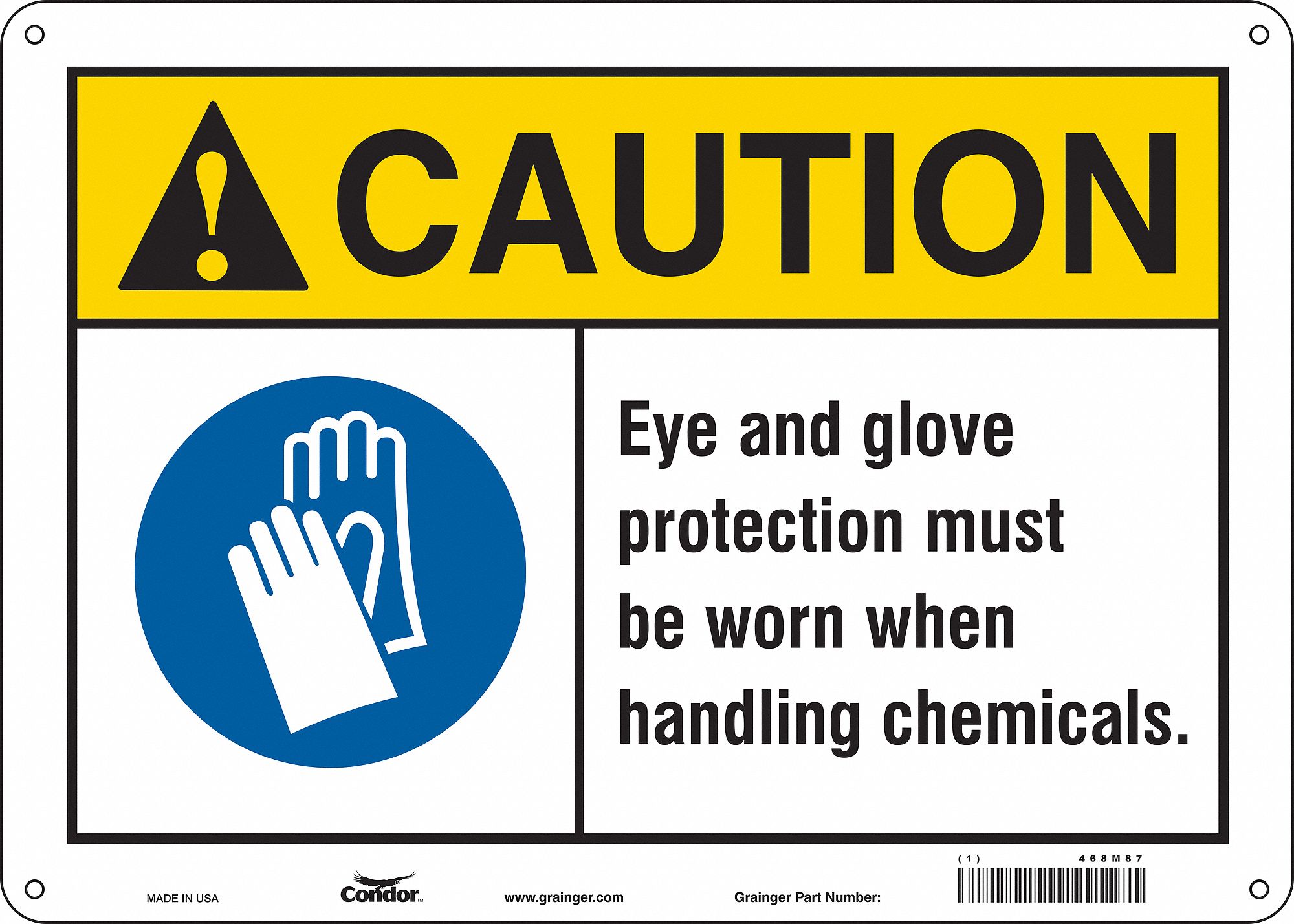 Safety Sign: Aluminum, Mounting Holes Sign Mounting, 10 in x 14 in Nominal Sign Size, 0.032 in Thick
