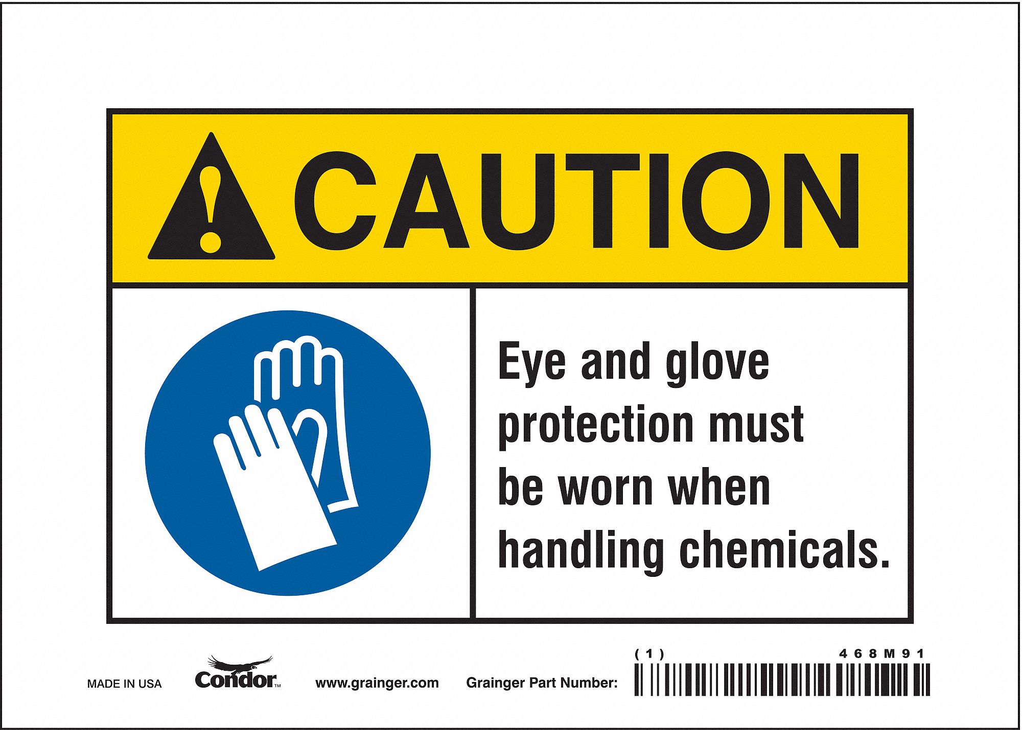 Safety Sign: Vinyl, Adhesive Sign Mounting, 5 in x 7 in Nominal Sign Size, Not Retroreflective, Wall