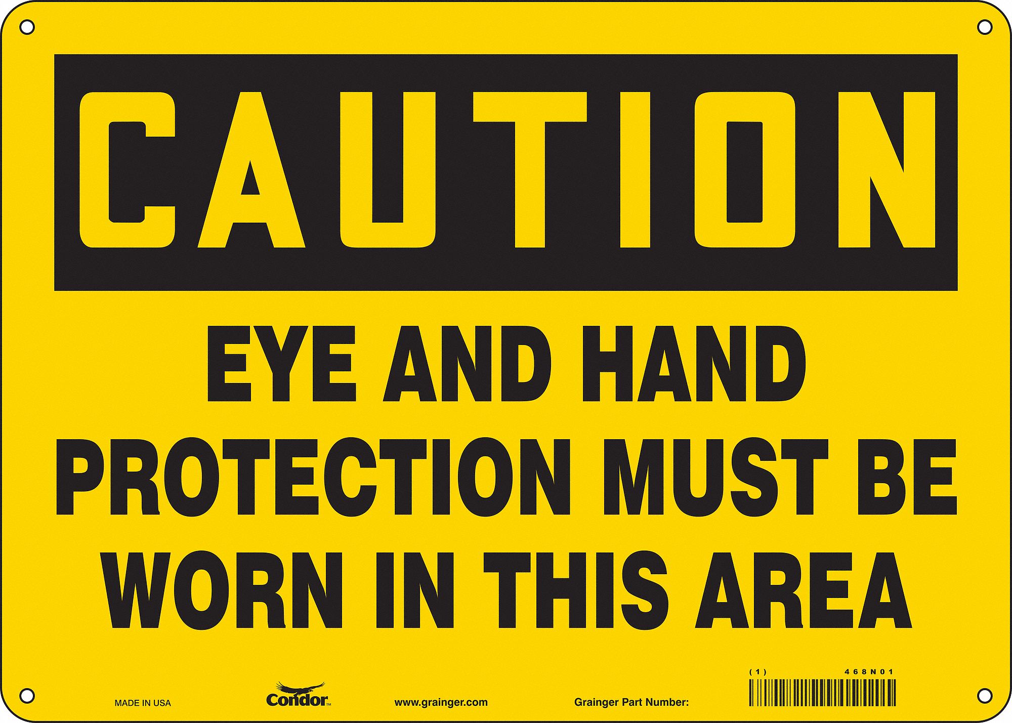Safety Sign: Polyethylene, Mounting Holes Sign Mounting, 10 in x 14 in Nominal Sign Size, Caution