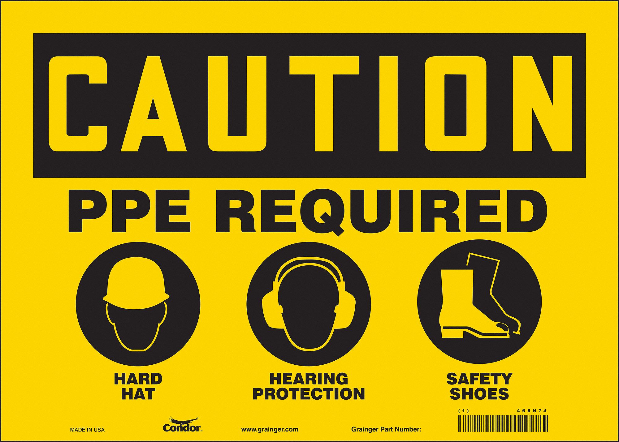 Safety Sign: Vinyl, Adhesive Sign Mounting, 10 in x 14 in Nominal Sign Size, Not Retroreflective