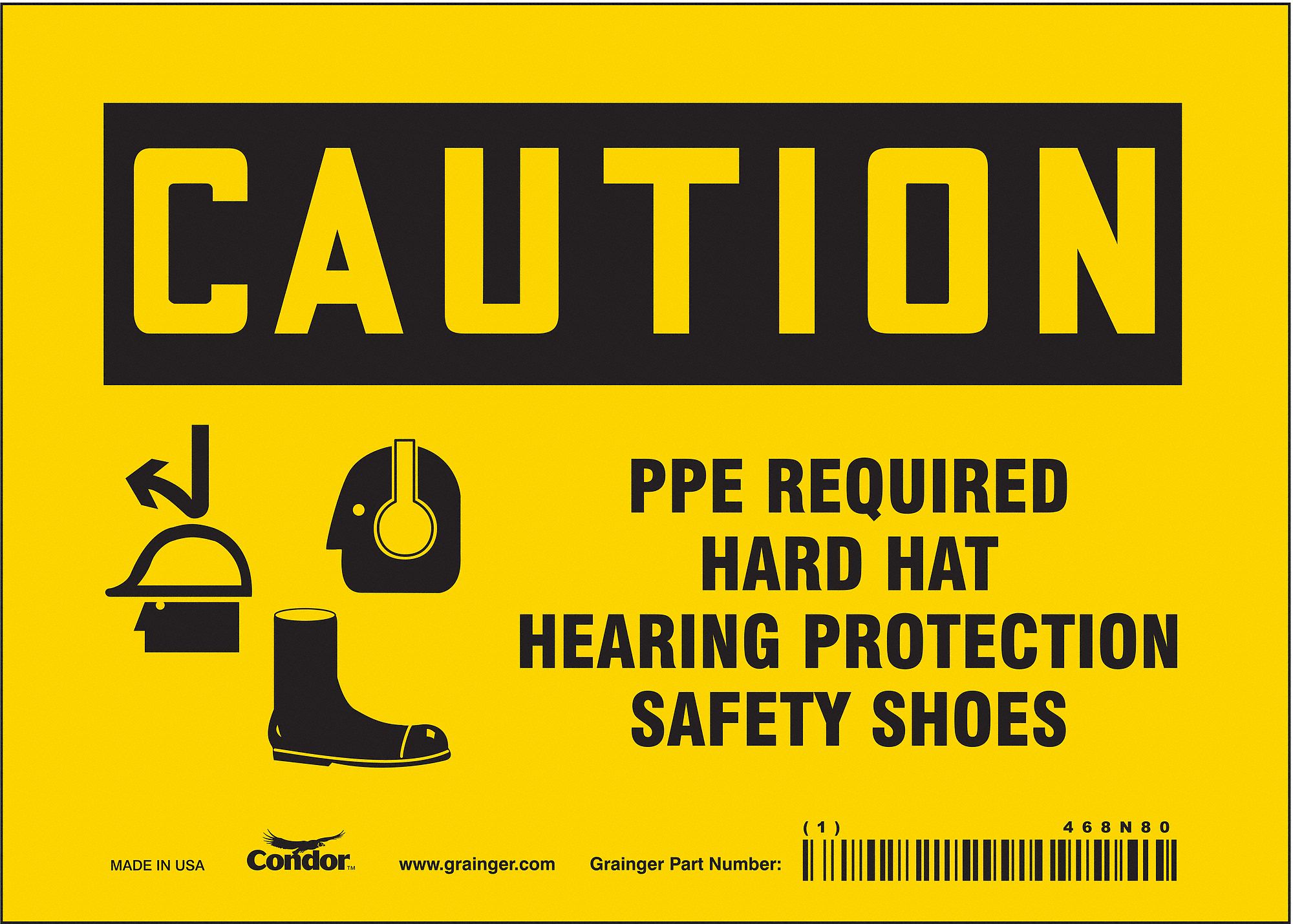 Safety Sign: Vinyl, Adhesive Sign Mounting, 5 in x 7 in Nominal Sign Size, Not Retroreflective, Wall