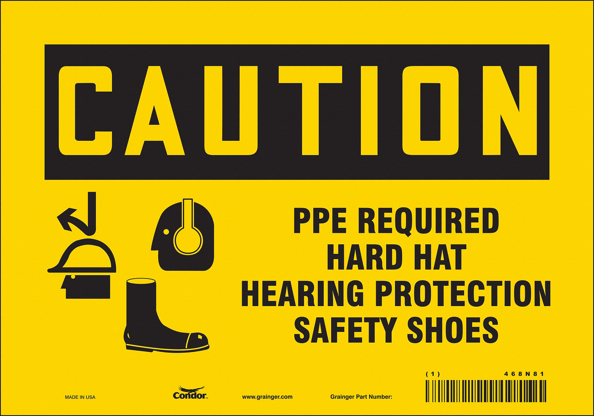 Safety Sign: Vinyl, Adhesive Sign Mounting, 7 in x 10 in Nominal Sign Size, Not Retroreflective