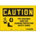 Caution: PPE Required Hard Hat Hearing Protection Safety Shoes Signs