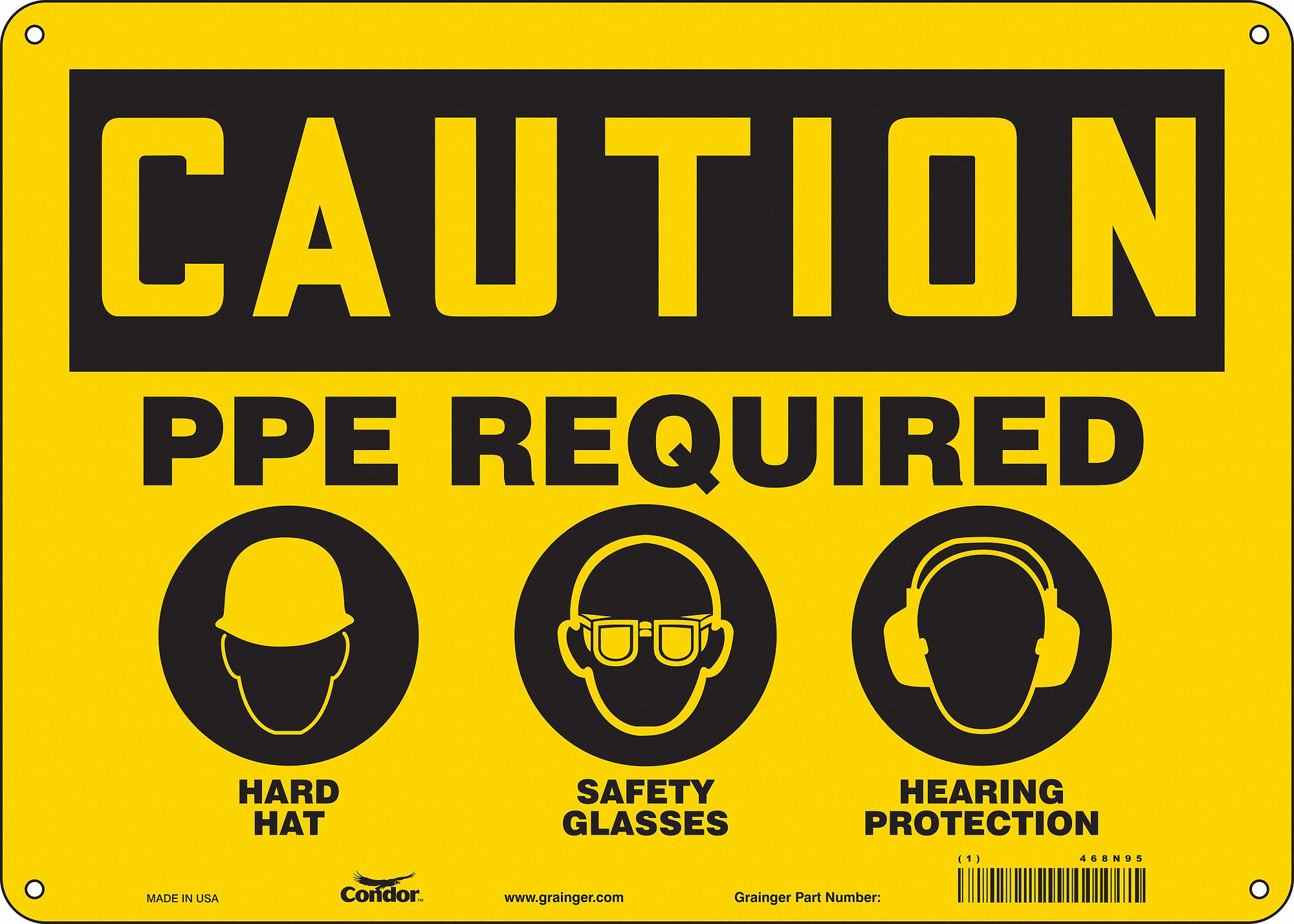 Safety Sign: Aluminum, Mounting Holes Sign Mounting, 10 in x 14 in Nominal Sign Size, 0.032 in Thick