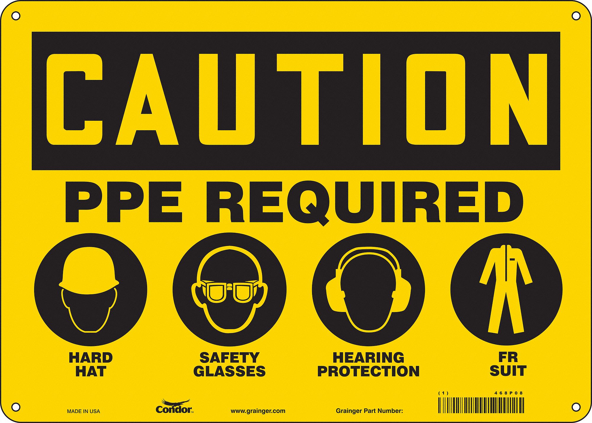 Safety Sign: Aluminum, Mounting Holes Sign Mounting, 10 in x 14 in Nominal Sign Size, 0.032 in Thick