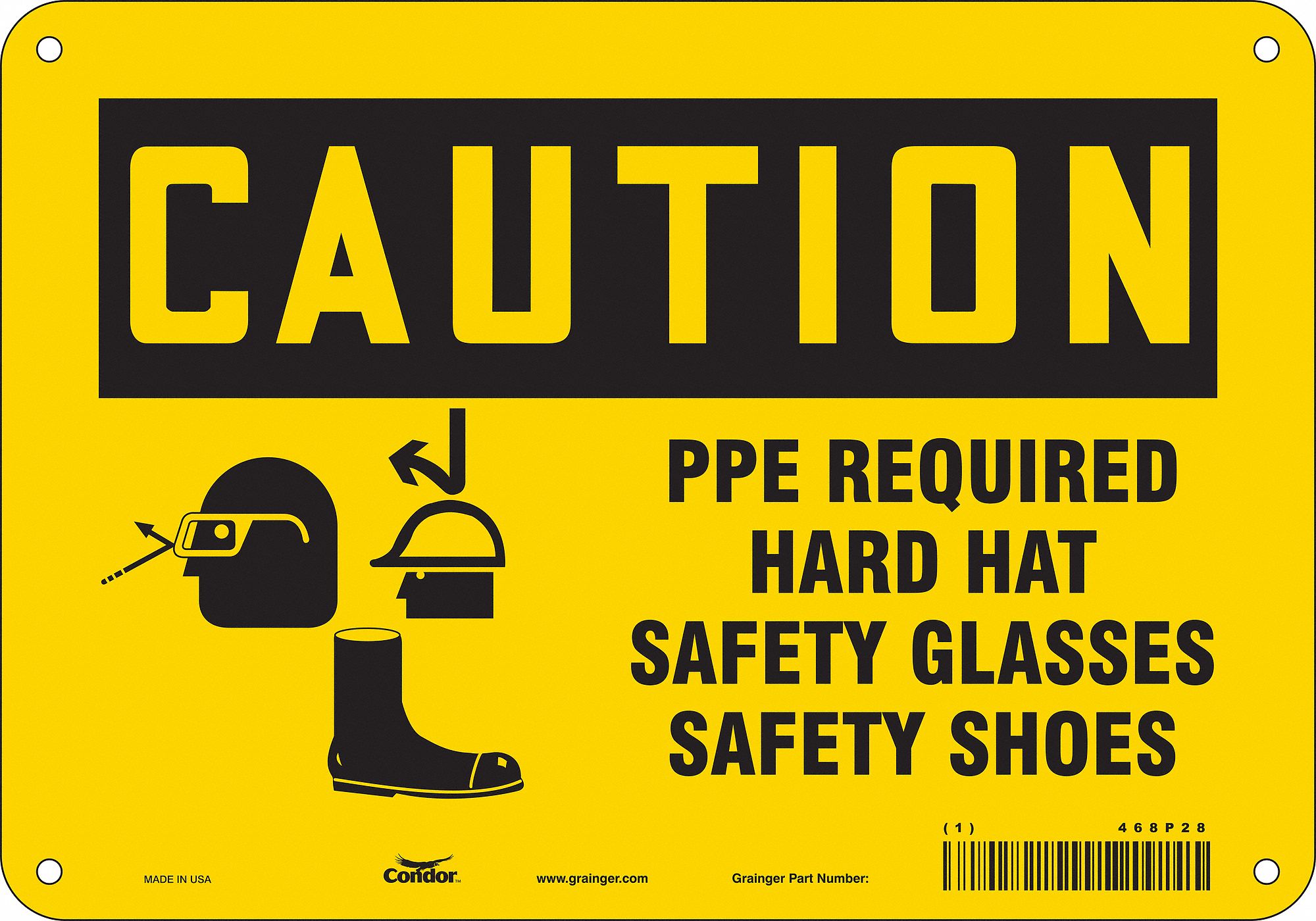 Safety Sign: Aluminum, Mounting Holes Sign Mounting, 7 in x 10 in Nominal Sign Size, 0.032 in Thick