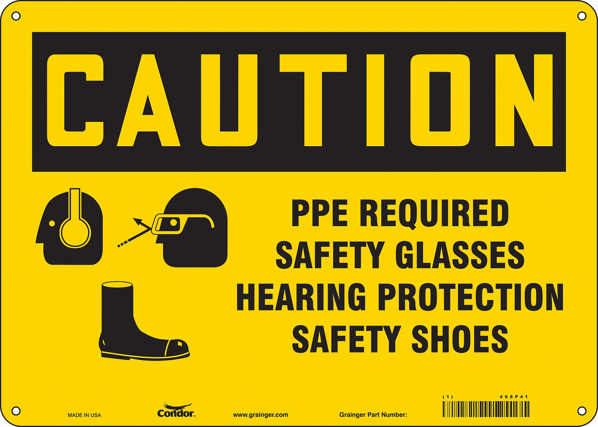 Safety Sign: Aluminum, Mounting Holes Sign Mounting, 10 in x 14 in Nominal Sign Size, 0.032 in Thick