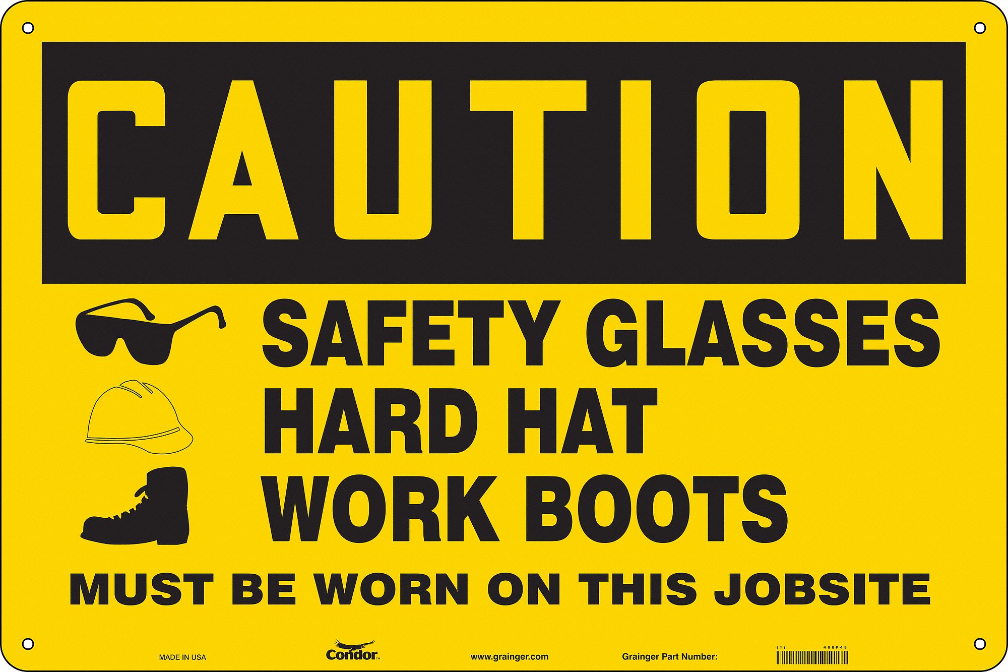 Safety Sign, 24 in x 36 in, Polyethylene