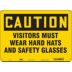 Caution: Visitors Must Wear Hard Hats And Safety Glasses Signs