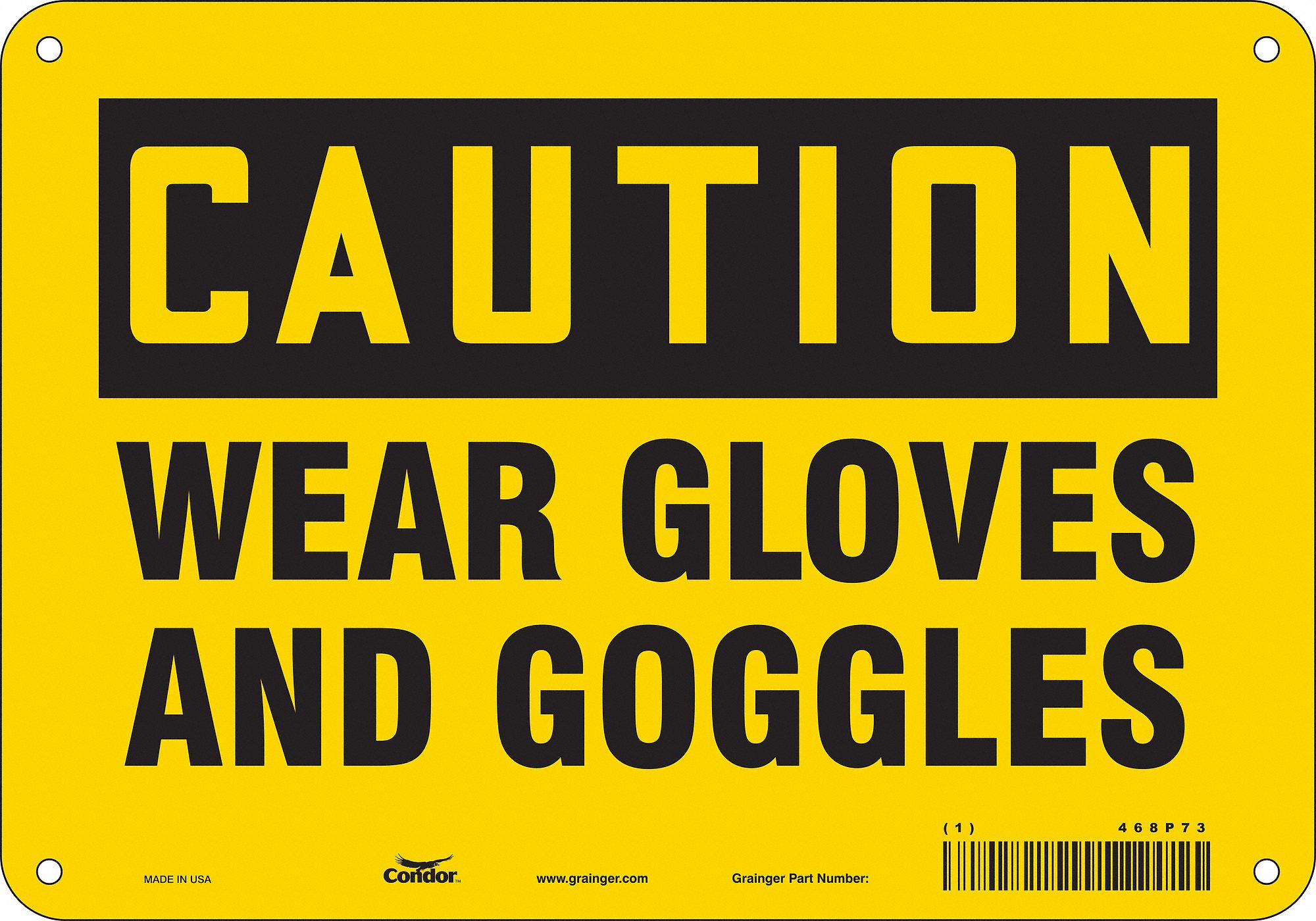 Safety Sign: Aluminum, Mounting Holes Sign Mounting, 7 in x 10 in Nominal Sign Size, 0.032 in Thick