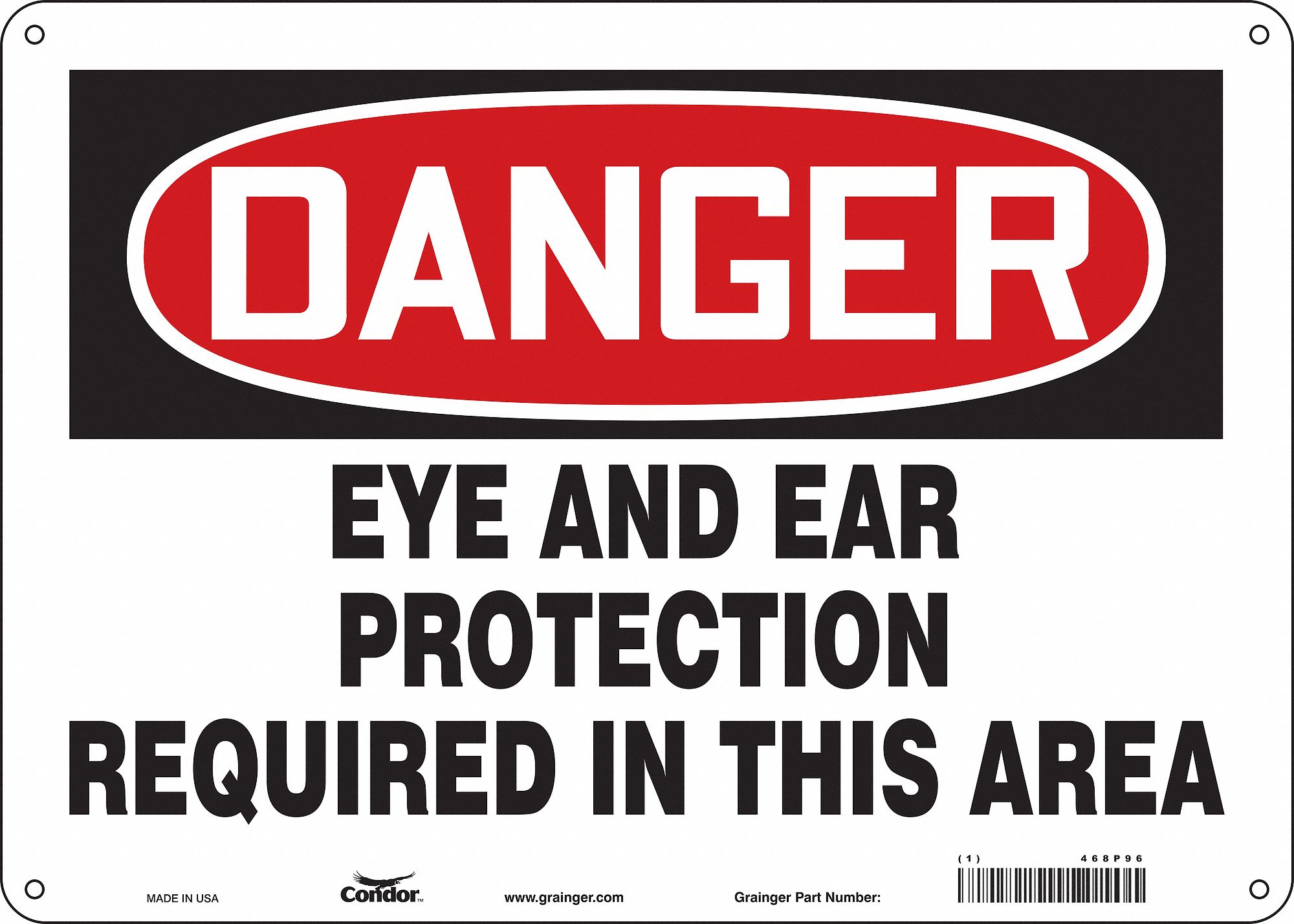 Safety Sign: Polyethylene, Mounting Holes Sign Mounting, 10 in x 14 in Nominal Sign Size, Danger
