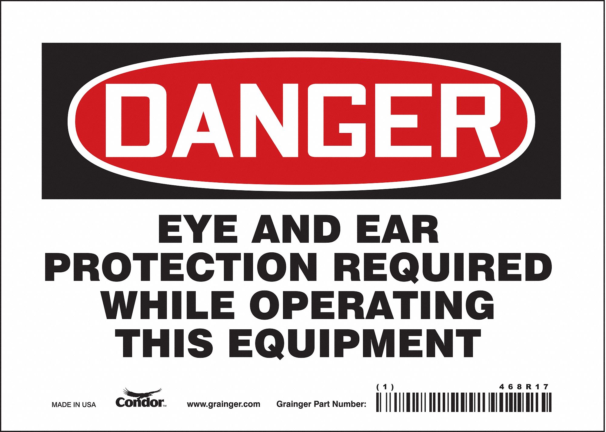 Safety Sign: Vinyl, Adhesive Sign Mounting, 5 in x 7 in Nominal Sign Size, Not Retroreflective, Wall