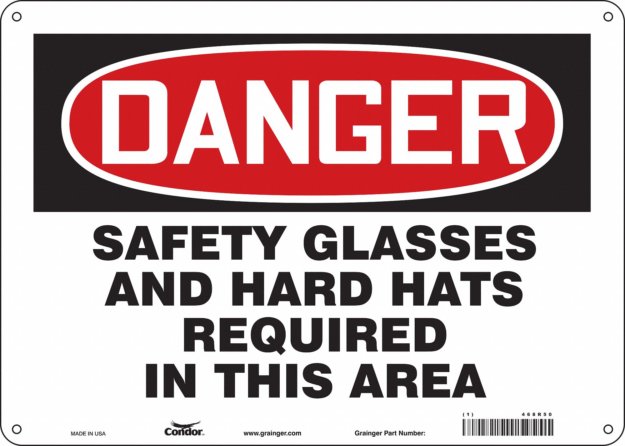 Safety Sign: Polyethylene, Mounting Holes Sign Mounting, 10 in x 14 in Nominal Sign Size, Danger
