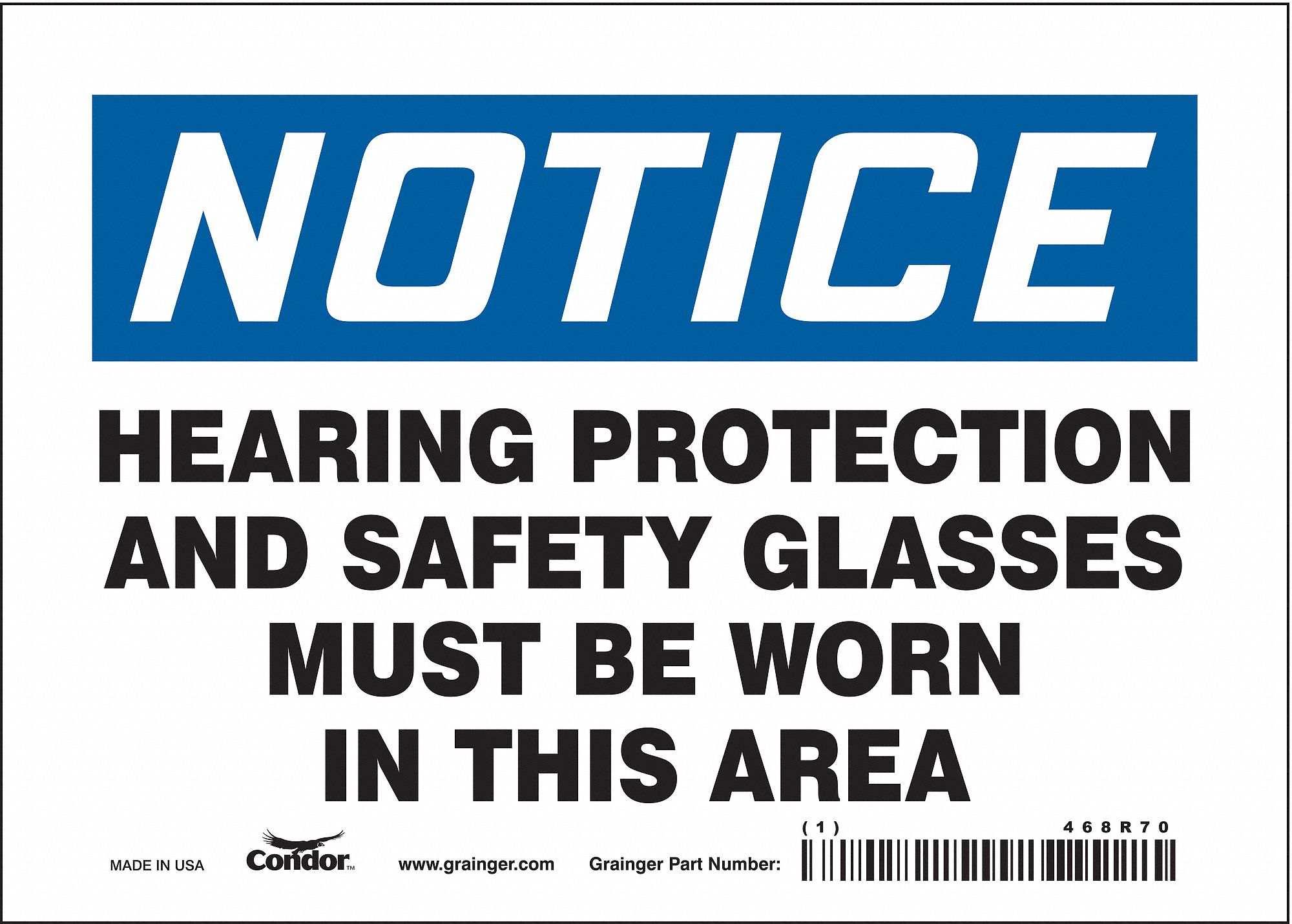 Safety Sign: Vinyl, Adhesive Sign Mounting, 5 in x 7 in Nominal Sign Size, Not Retroreflective, Wall