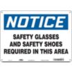Notice: Safety Glasses And Safety Shoes Requried In This Area Signs
