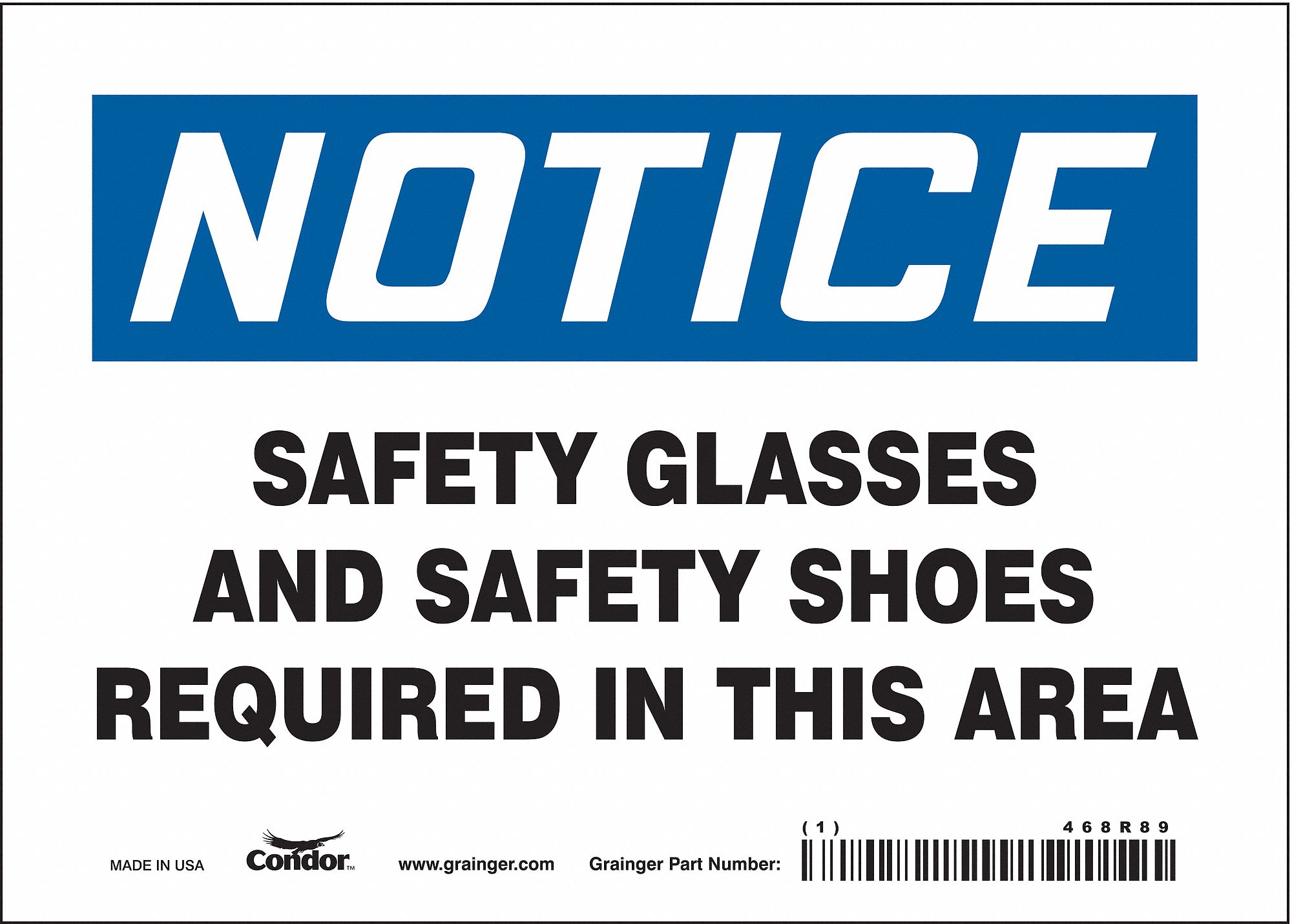 Safety Sign: Vinyl, Adhesive Sign Mounting, 5 in x 7 in Nominal Sign Size, Not Retroreflective, Wall