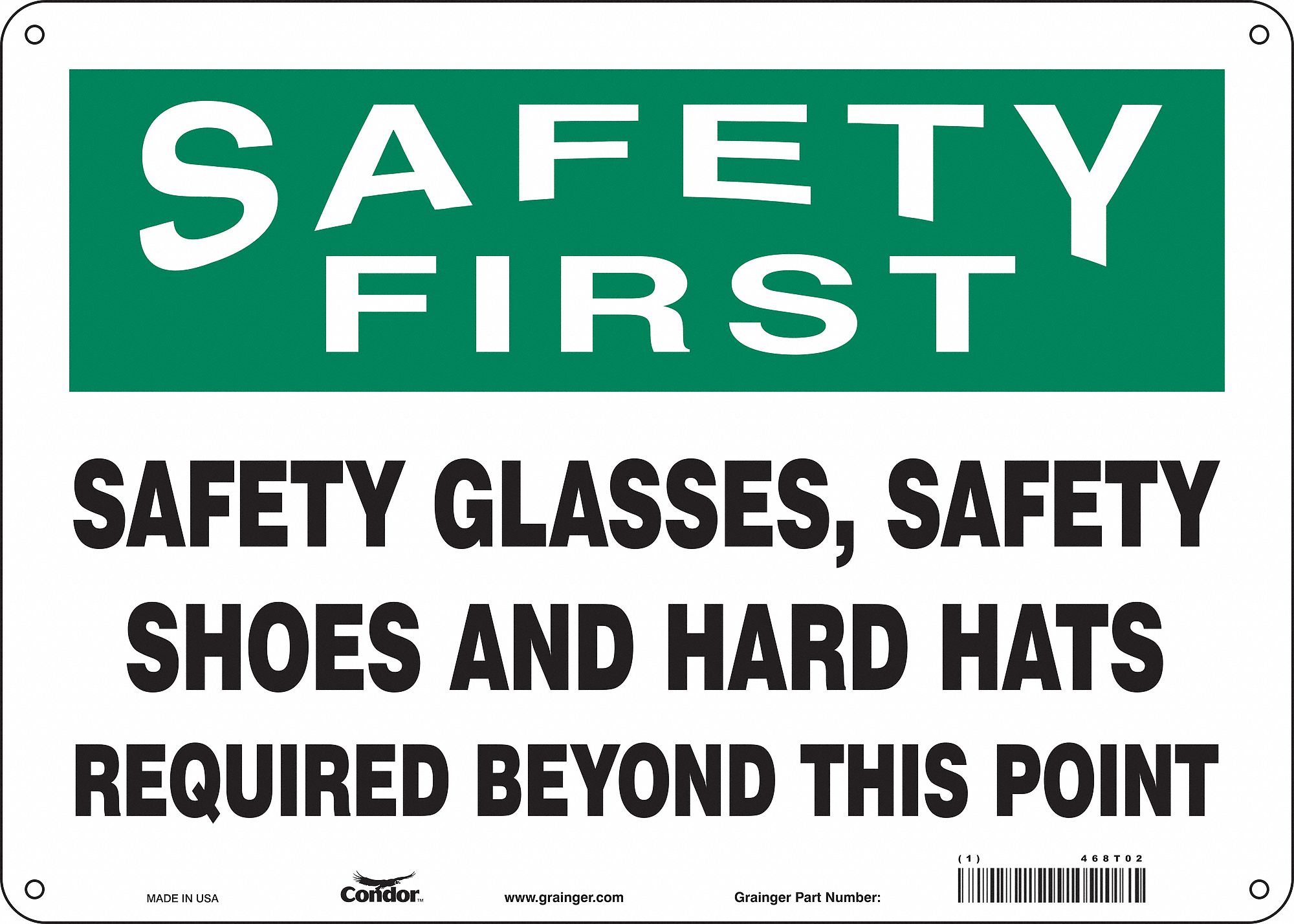 Hard Hat Required Beyond This Point Made in the USA OSHA SAFETY FIRST Sign 
