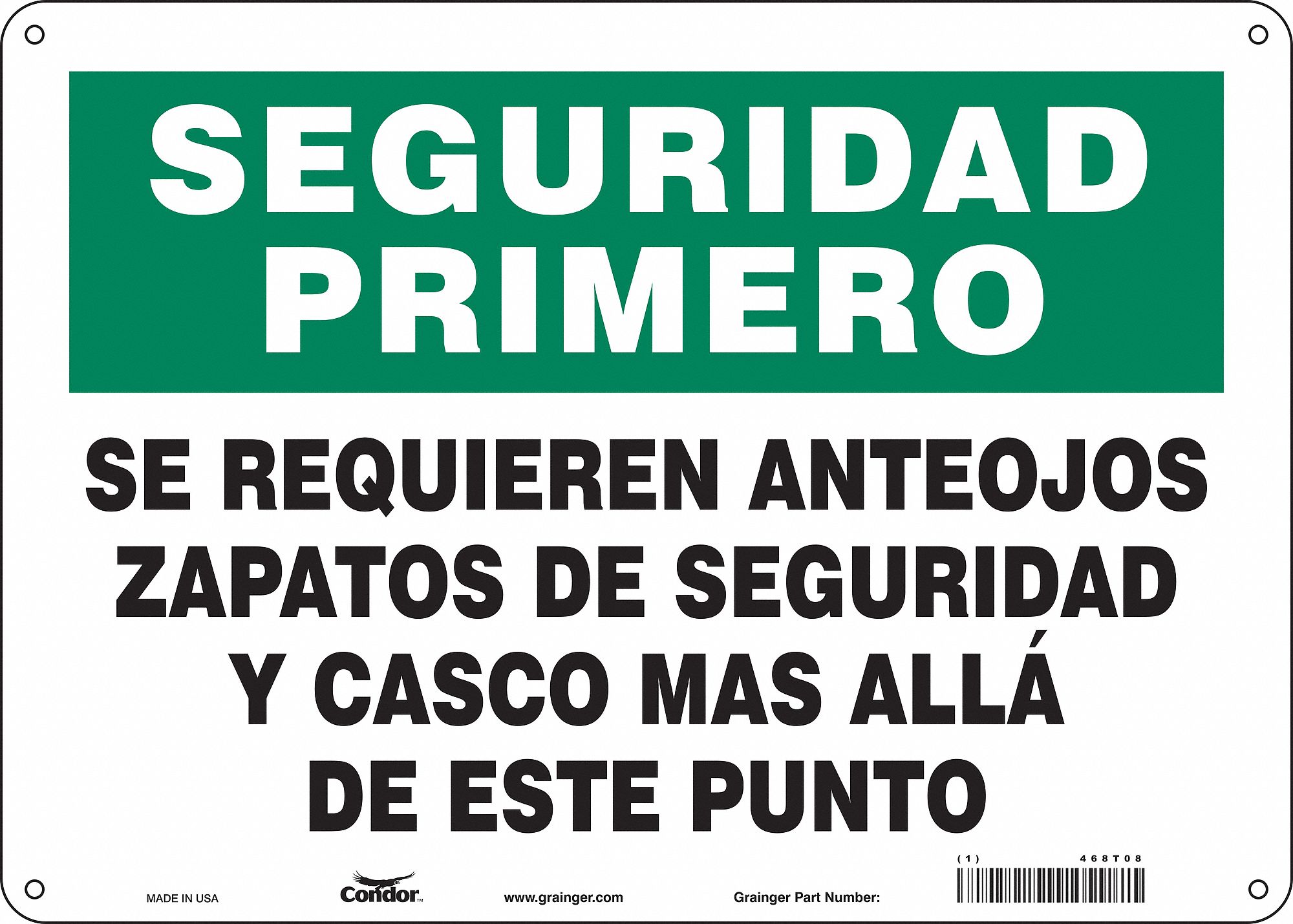 Safety Sign: Aluminum, Mounting Holes Sign Mounting, 10 in x 14 in Nominal Sign Size, 0.032 in Thick