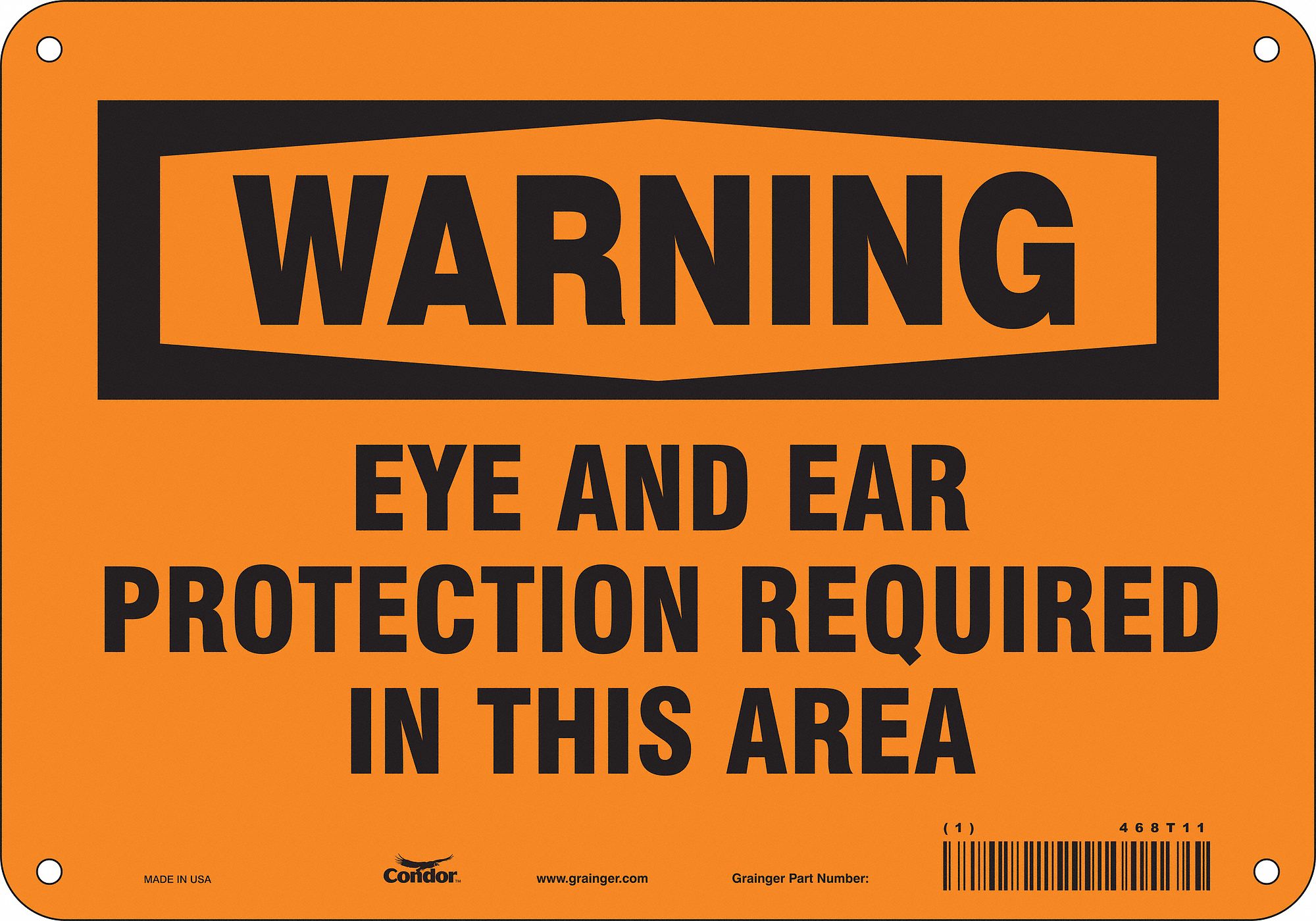 Safety Sign: Aluminum, Mounting Holes Sign Mounting, 7 in x 10 in Nominal Sign Size, 0.032 in Thick