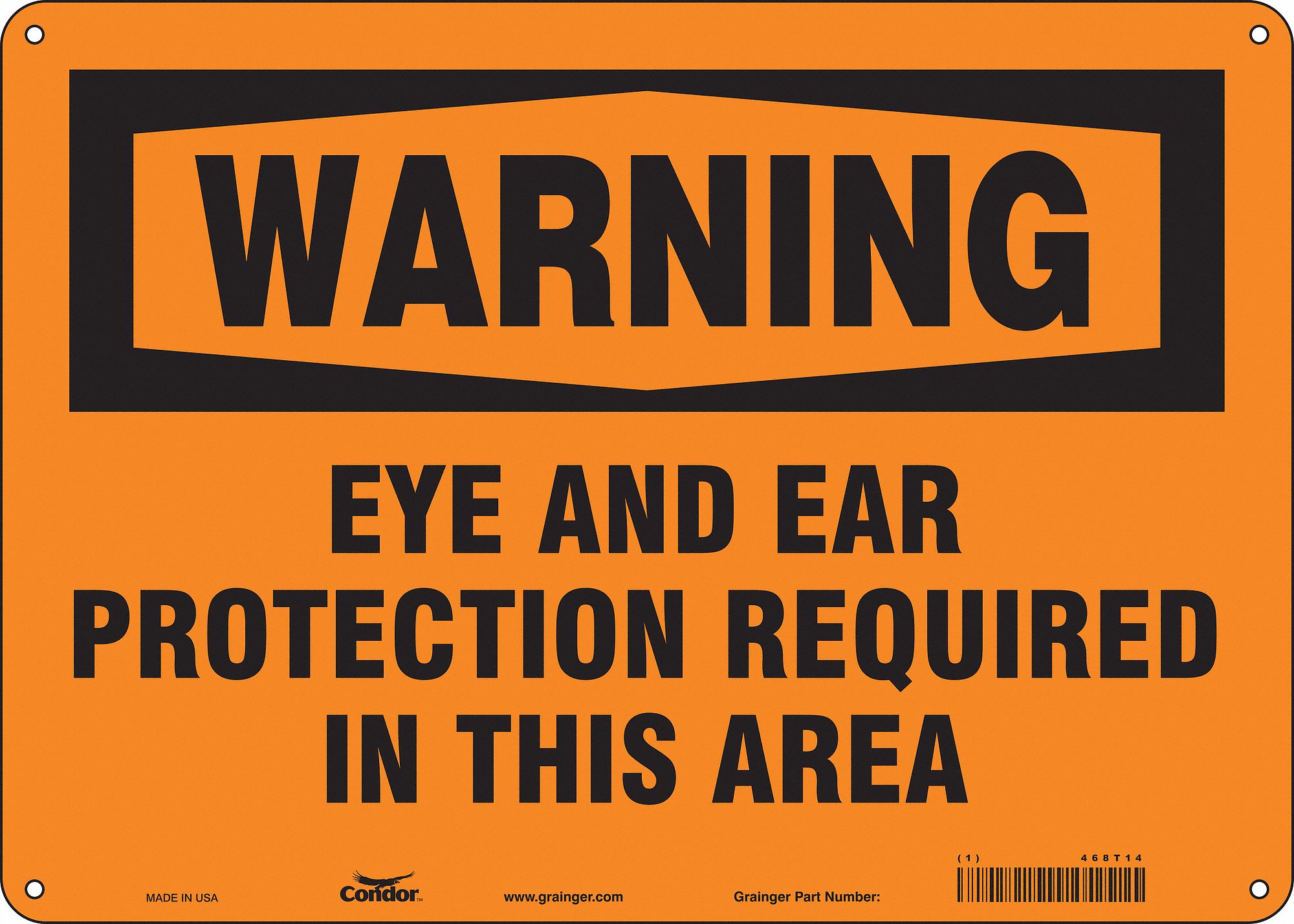 Safety Sign: Polyethylene, Mounting Holes Sign Mounting, 10 in x 14 in Nominal Sign Size, Warning