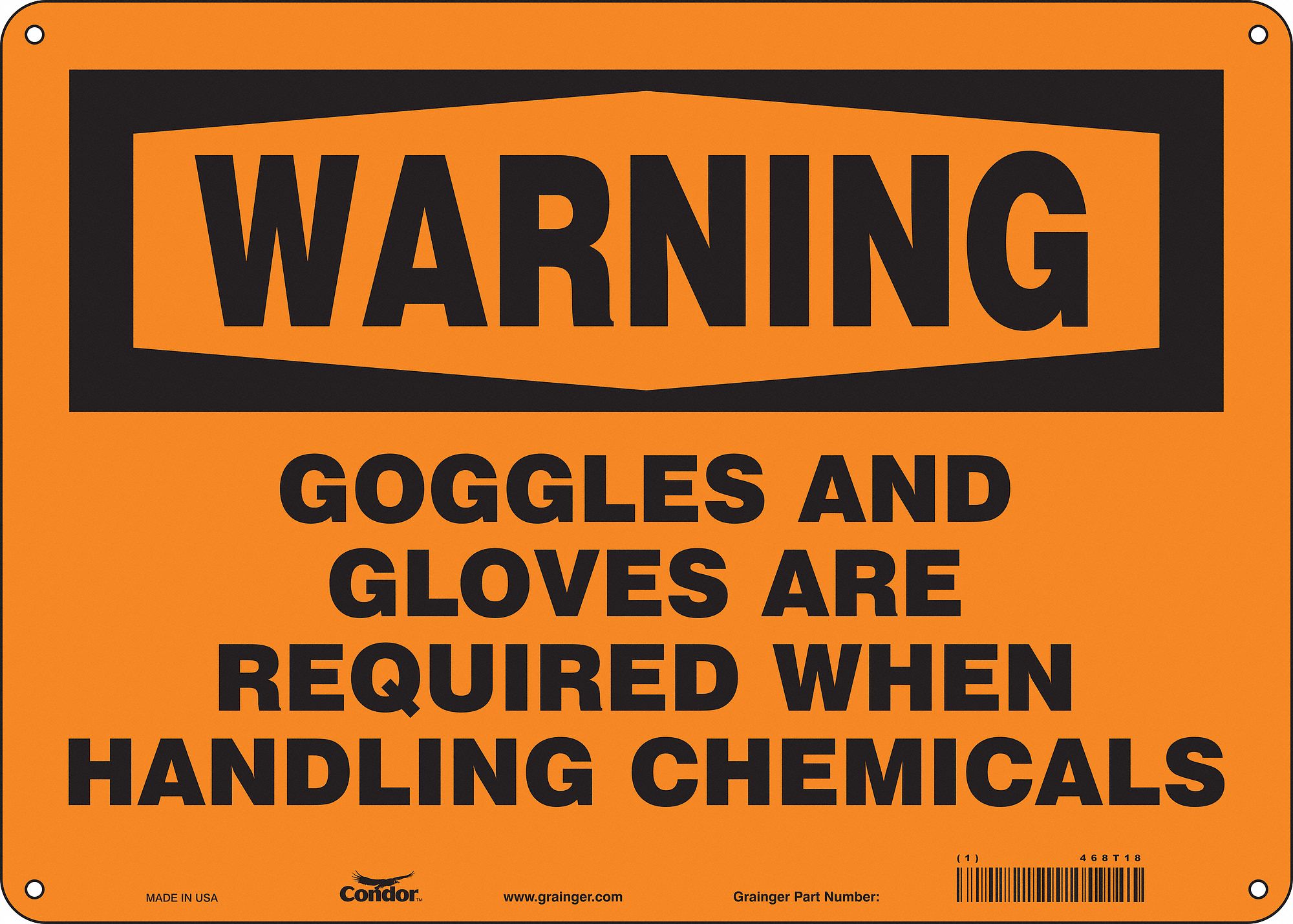 Safety Sign: Aluminum, Mounting Holes Sign Mounting, 10 in x 14 in Nominal Sign Size, 0.032 in Thick