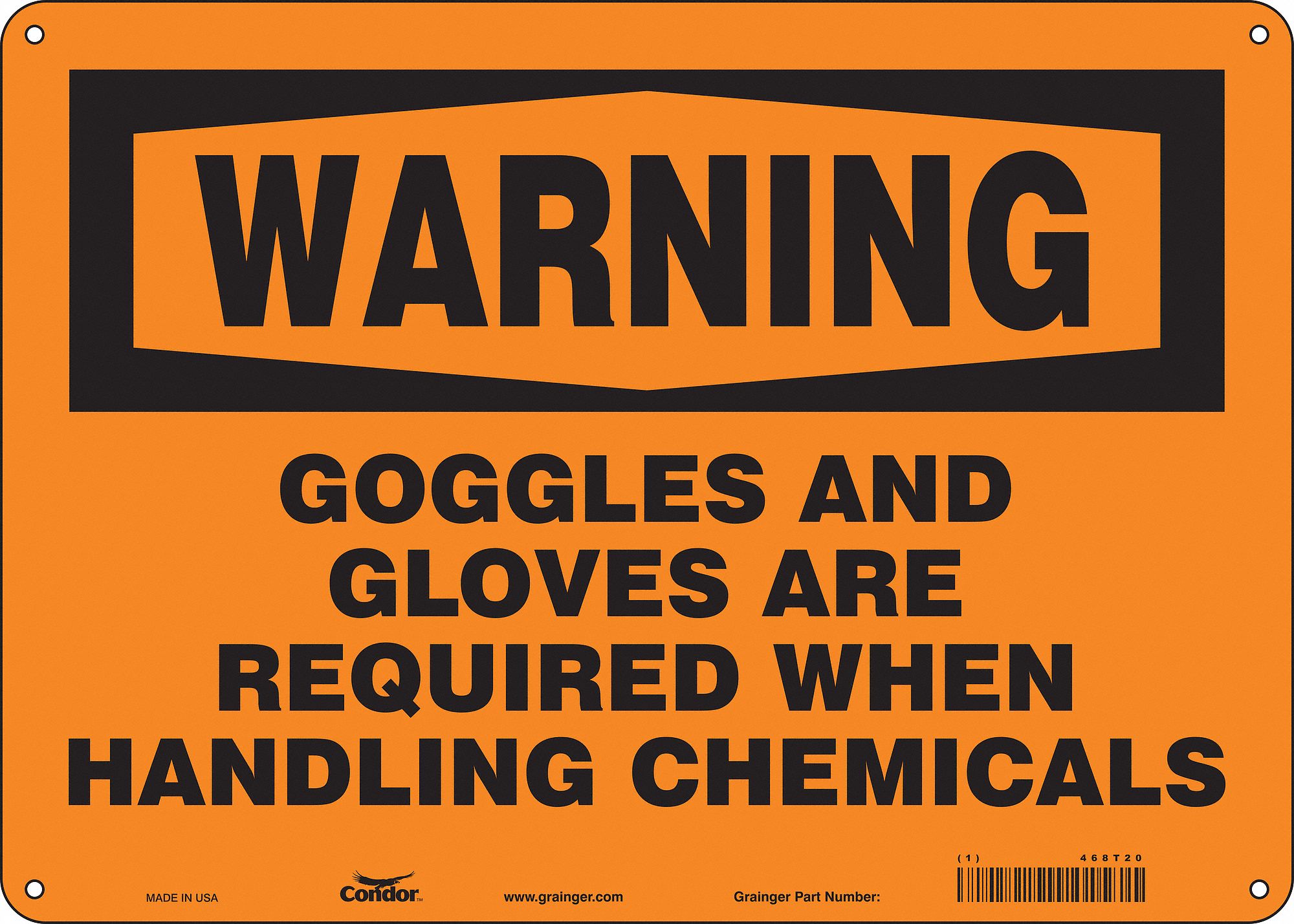 Safety Sign: Polyethylene, Mounting Holes Sign Mounting, 10 in x 14 in Nominal Sign Size, Warning