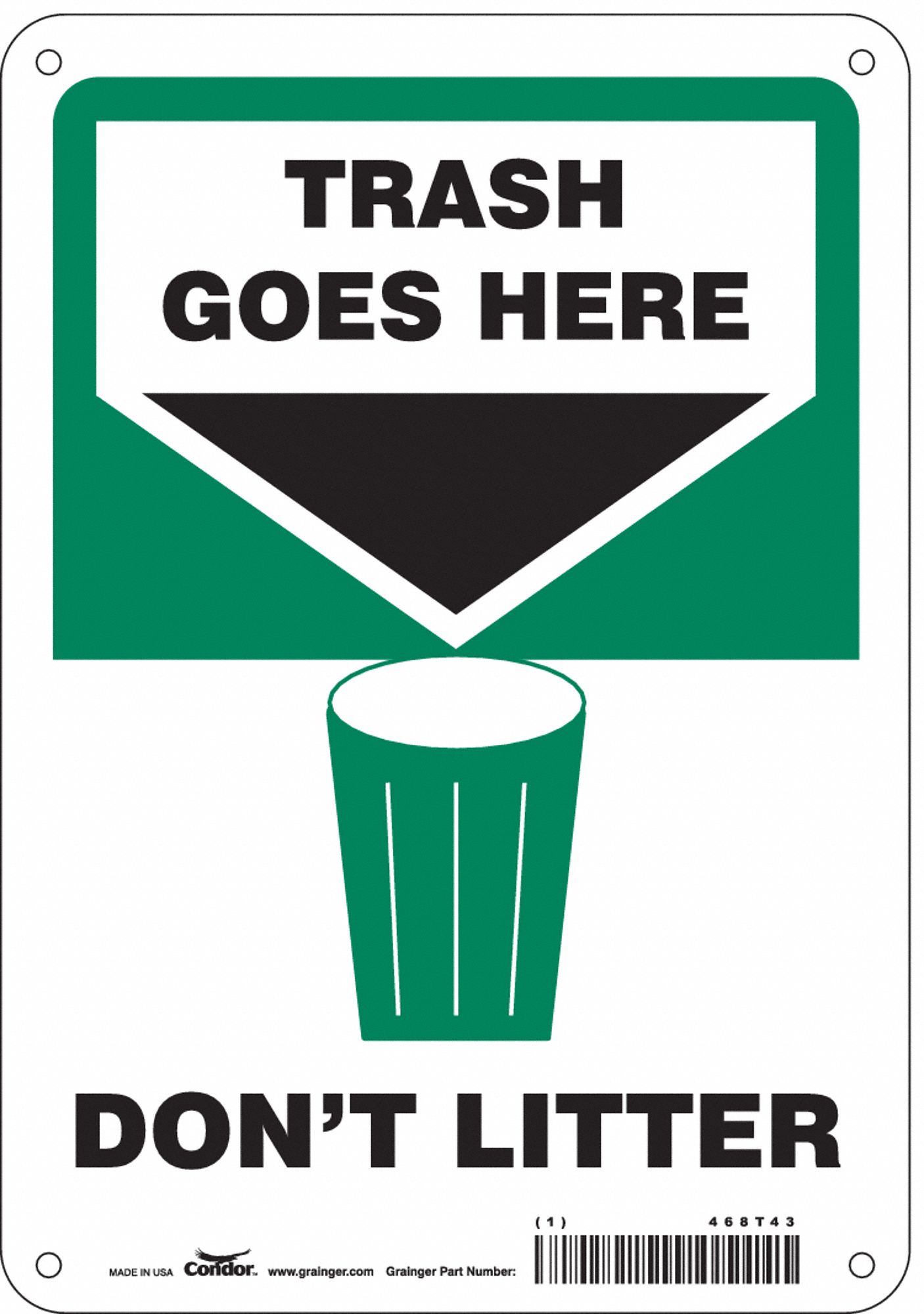 Safety Sign: Aluminum, Mounting Holes Sign Mounting, 10 in x 7 in Nominal Sign Size, 0.032 in Thick