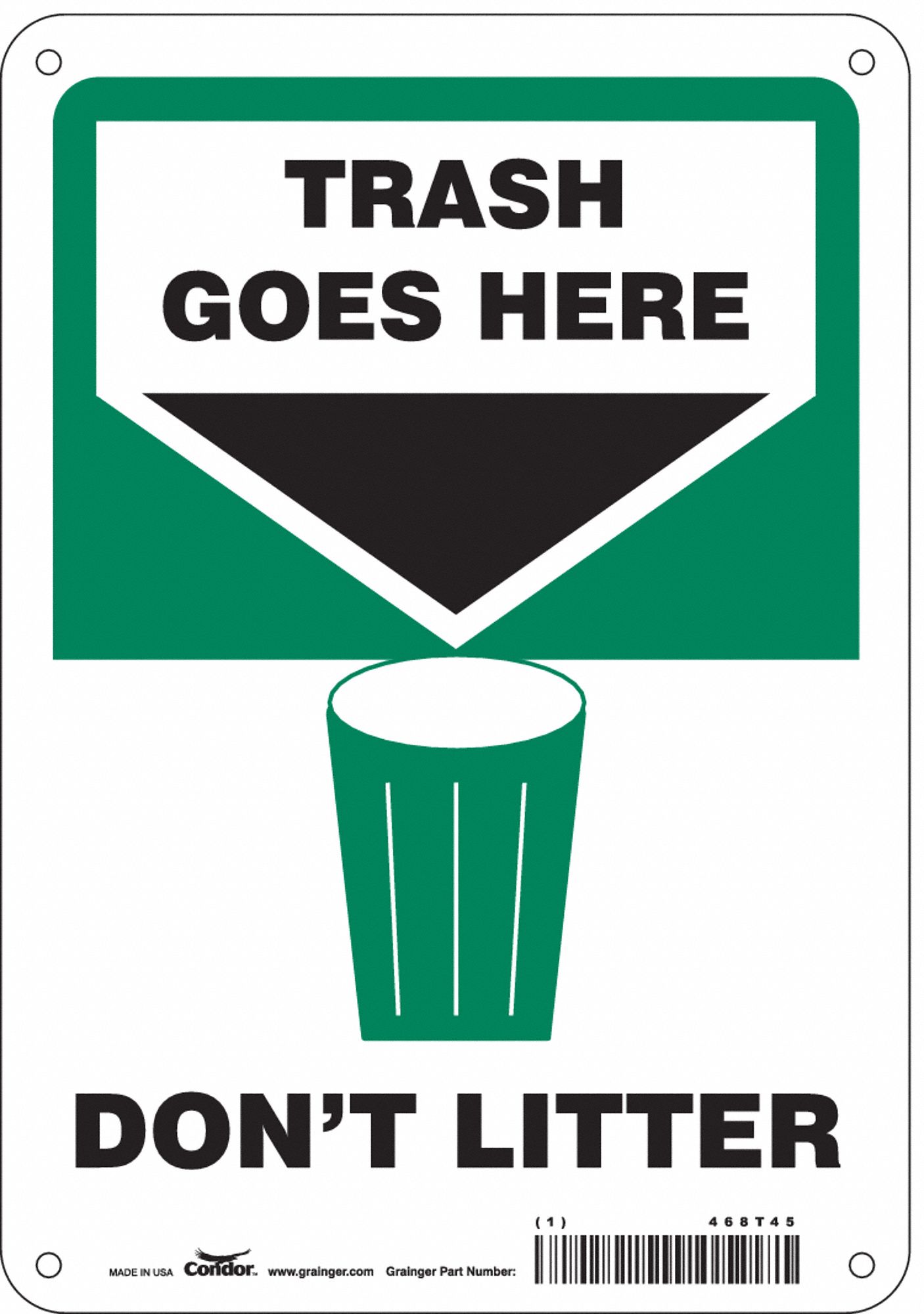 Safety Sign: Polyethylene, Mounting Holes Sign Mounting, 10 in x 7 in Nominal Sign Size