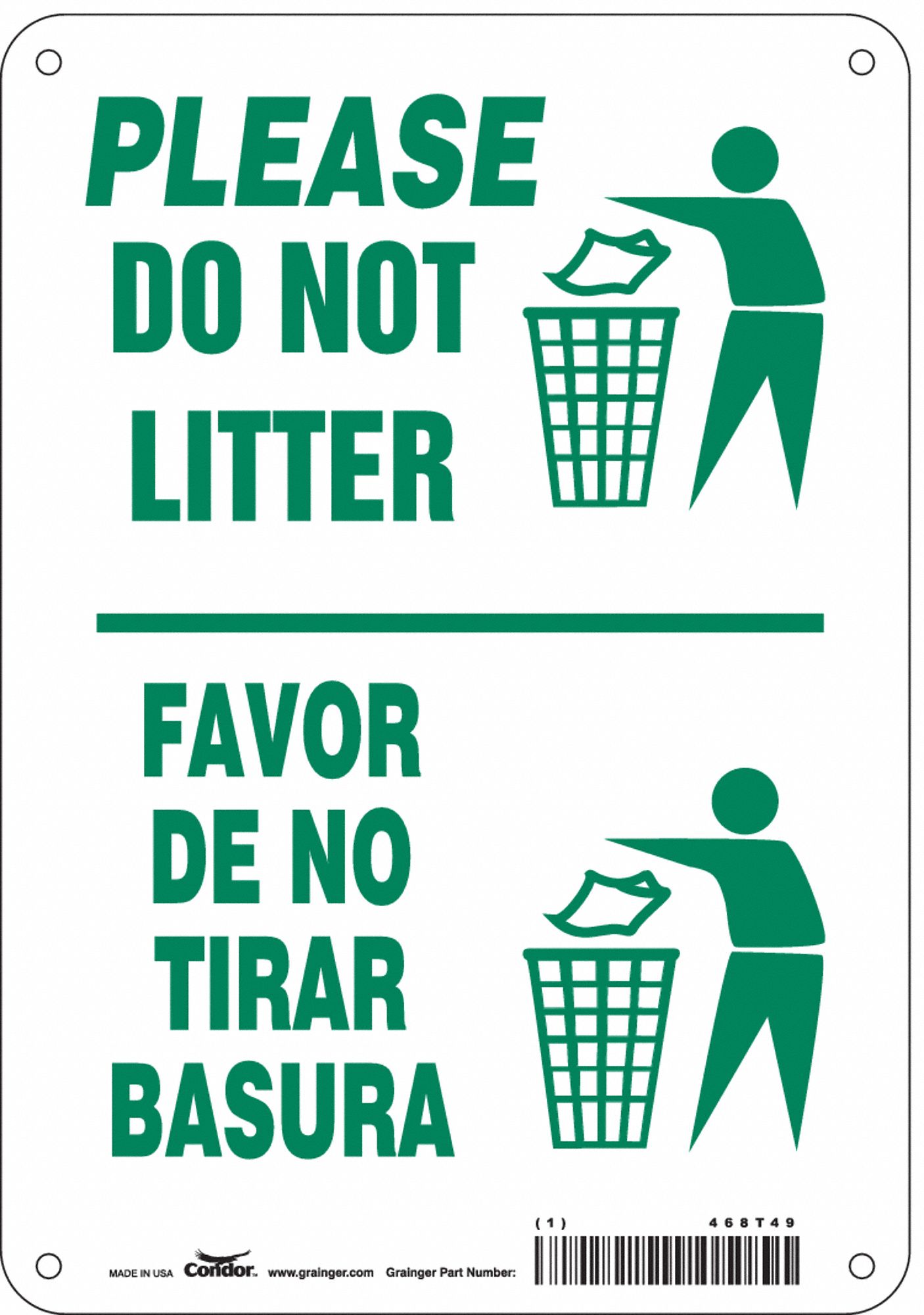 Safety Sign: Aluminum, Mounting Holes Sign Mounting, 10 in x 7 in Nominal Sign Size, 0.032 in Thick