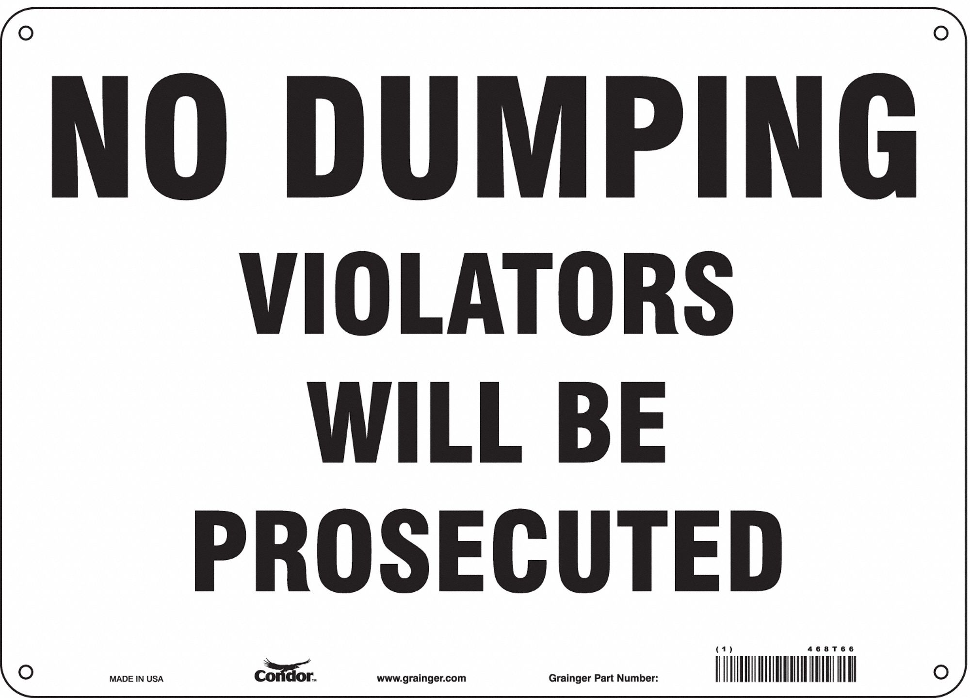 condor-safety-sign-no-dumping-violators-will-be-prosecuted-sign