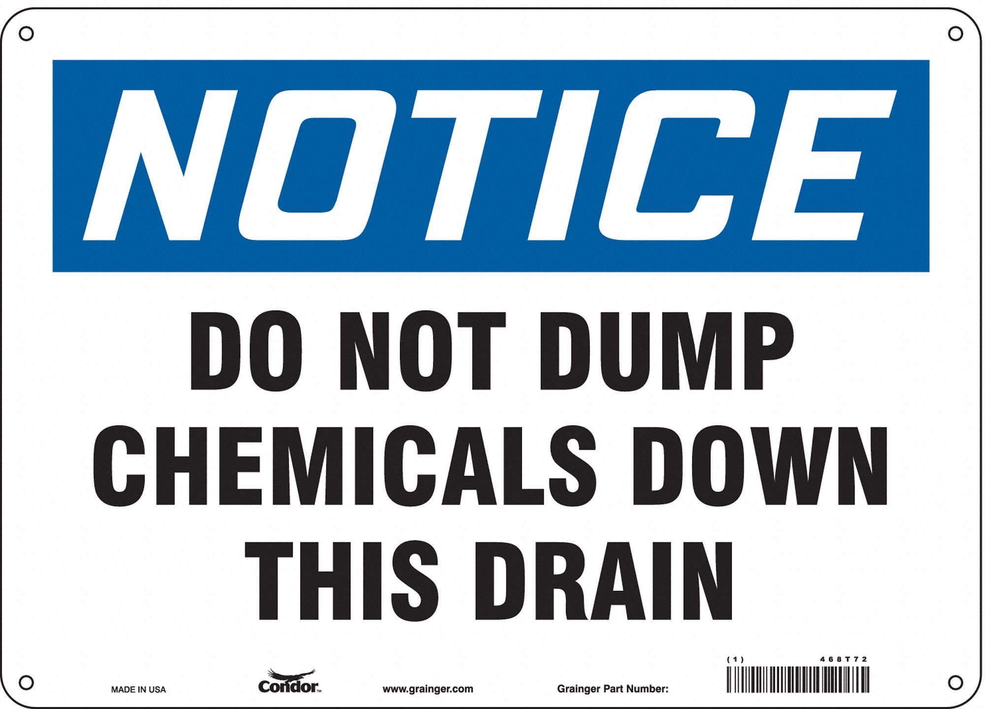 Safety Sign: Aluminum, Mounting Holes Sign Mounting, 10 in x 14 in Nominal Sign Size, 0.032 in Thick