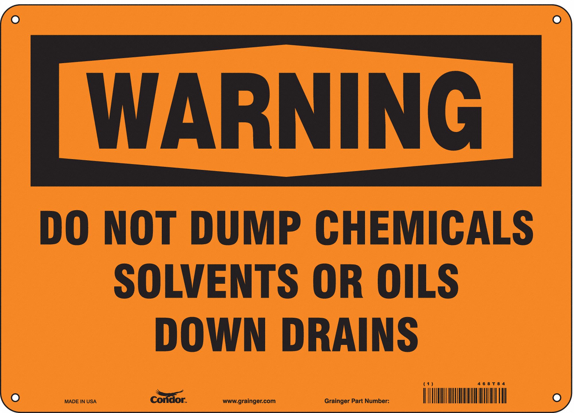Safety Sign: Polyethylene, Mounting Holes Sign Mounting, 10 in x 14 in Nominal Sign Size, Warning