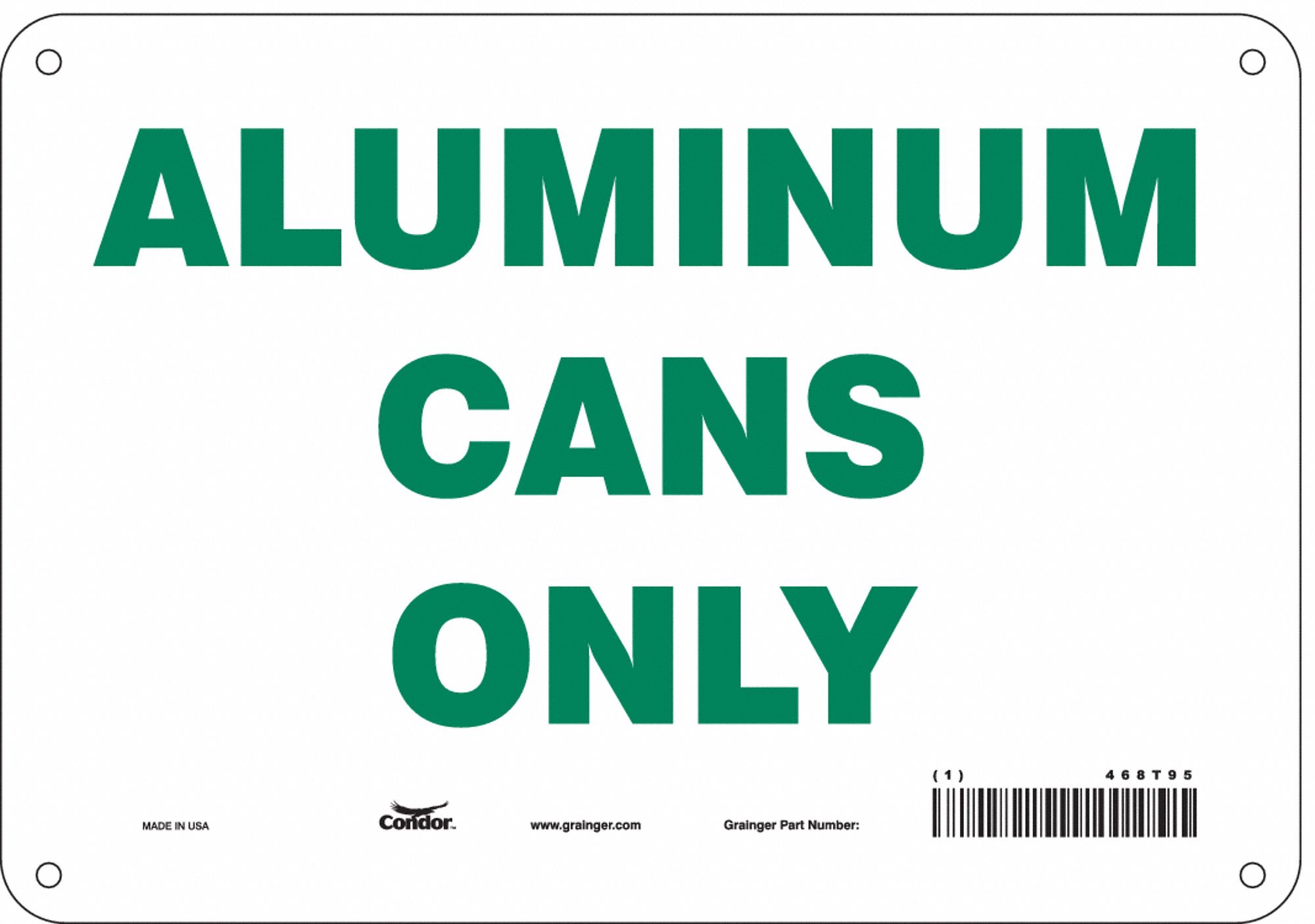 Safety Sign: Polyethylene, Mounting Holes Sign Mounting, 7 in x 10 in Nominal Sign Size, No Header