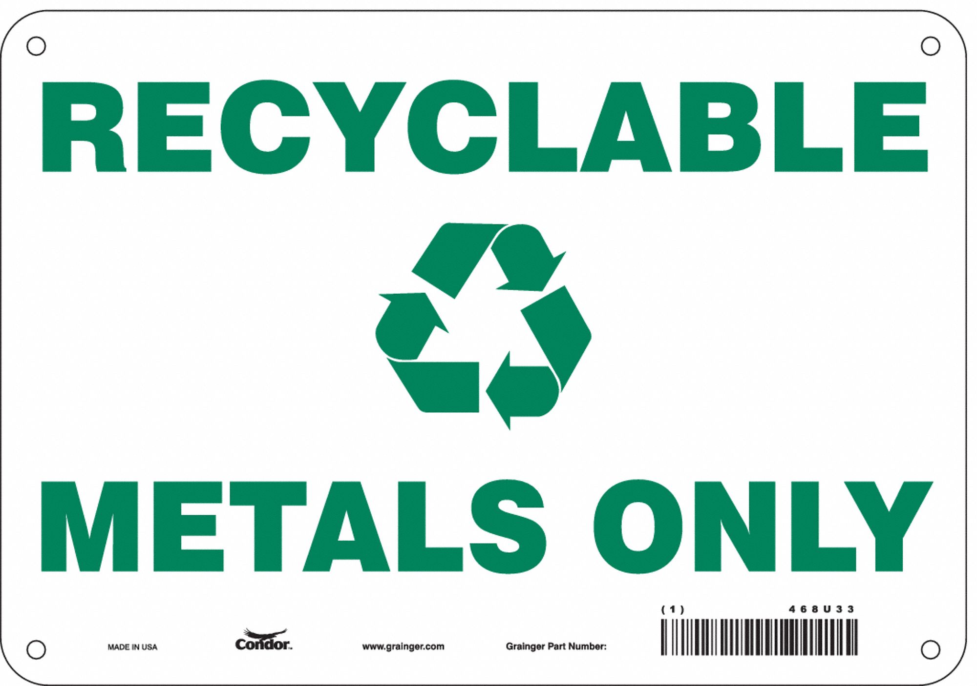 Safety Sign: Aluminum, Mounting Holes Sign Mounting, 7 in x 10 in Nominal Sign Size, 0.032 in Thick