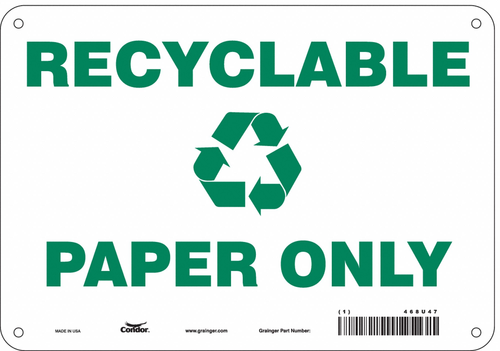 Safety Sign: Aluminum, Mounting Holes Sign Mounting, 7 in x 10 in Nominal Sign Size, 0.032 in Thick