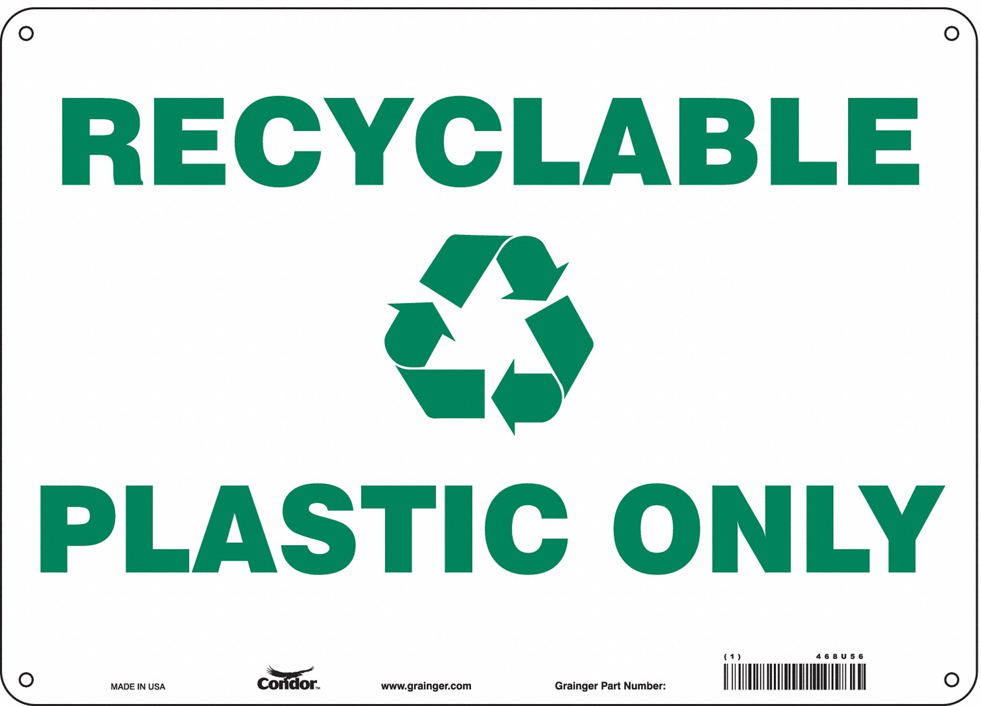 Safety Sign: Aluminum, Mounting Holes Sign Mounting, 10 in x 14 in Nominal Sign Size, 0.032 in Thick