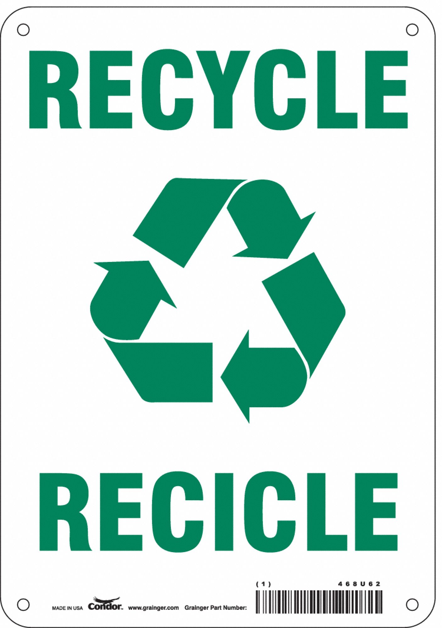 Safety Sign: Aluminum, Mounting Holes Sign Mounting, 10 in x 7 in Nominal Sign Size, 0.032 in Thick