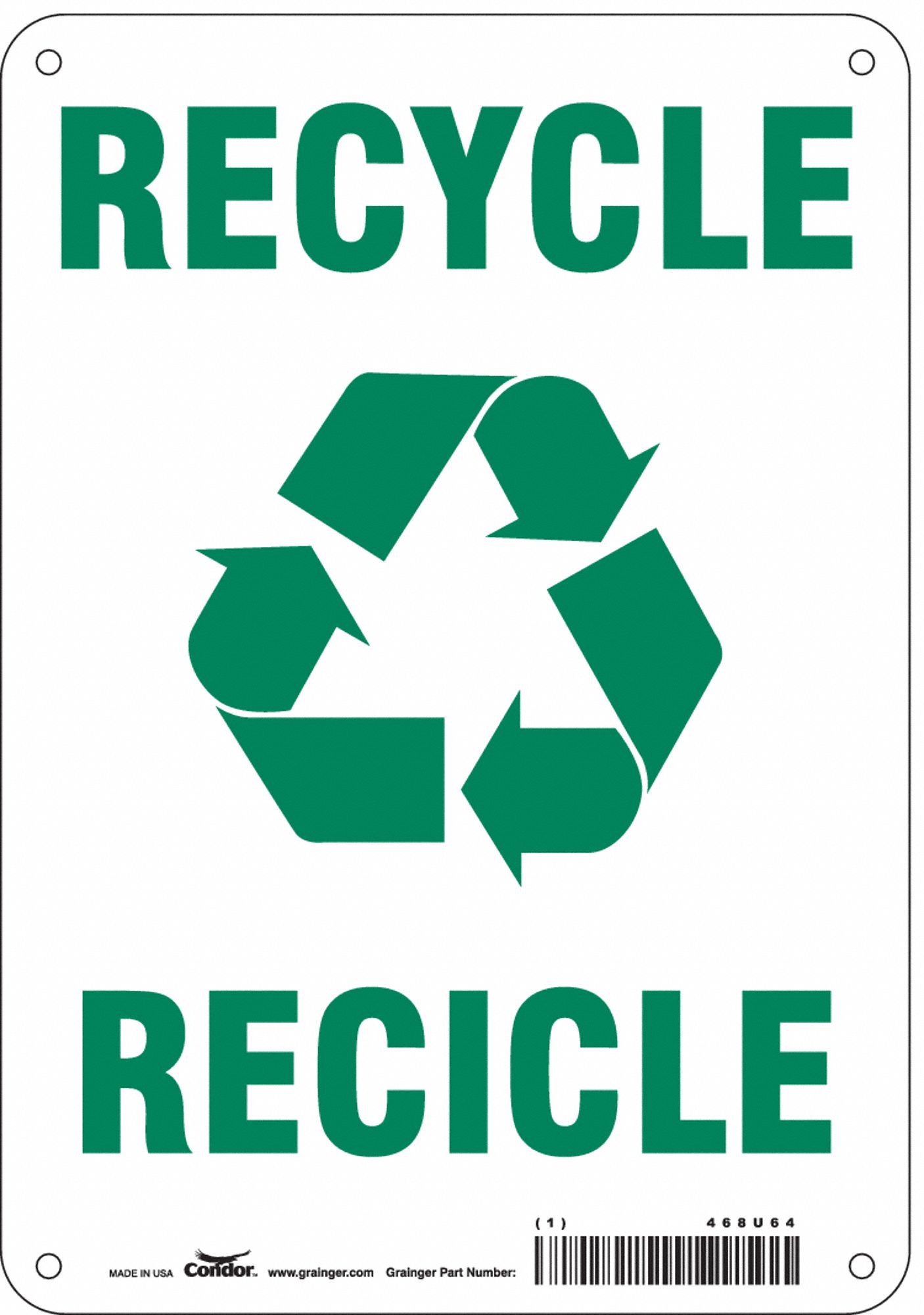 Safety Sign: Polyethylene, Mounting Holes Sign Mounting, 10 in x 7 in Nominal Sign Size, No Header