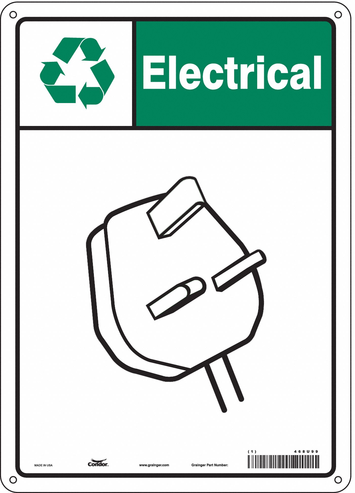Safety Sign: Aluminum, Mounting Holes Sign Mounting, 14 in x 10 in Nominal Sign Size, 0.032 in Thick