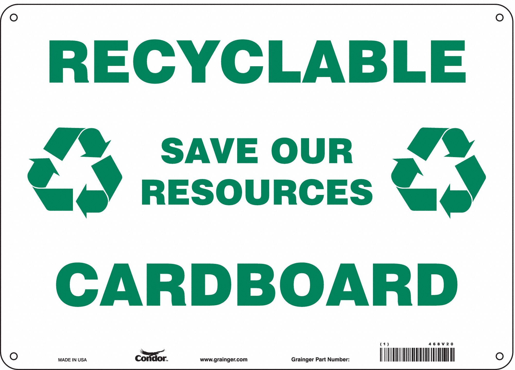 Safety Sign: Aluminum, Mounting Holes Sign Mounting, 10 in x 14 in Nominal Sign Size, 0.032 in Thick