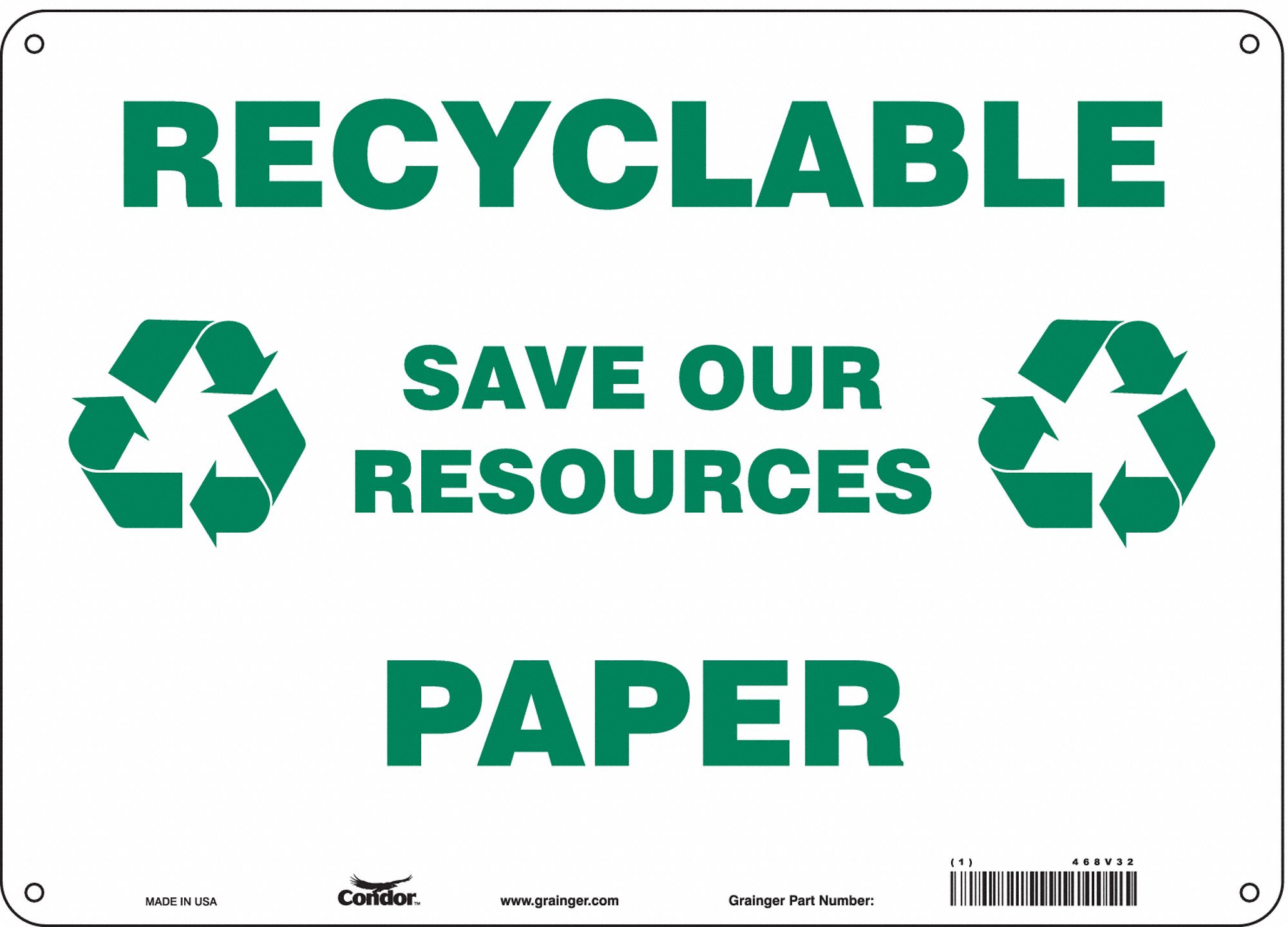 Safety Sign: Aluminum, Mounting Holes Sign Mounting, 10 in x 14 in Nominal Sign Size, 0.032 in Thick