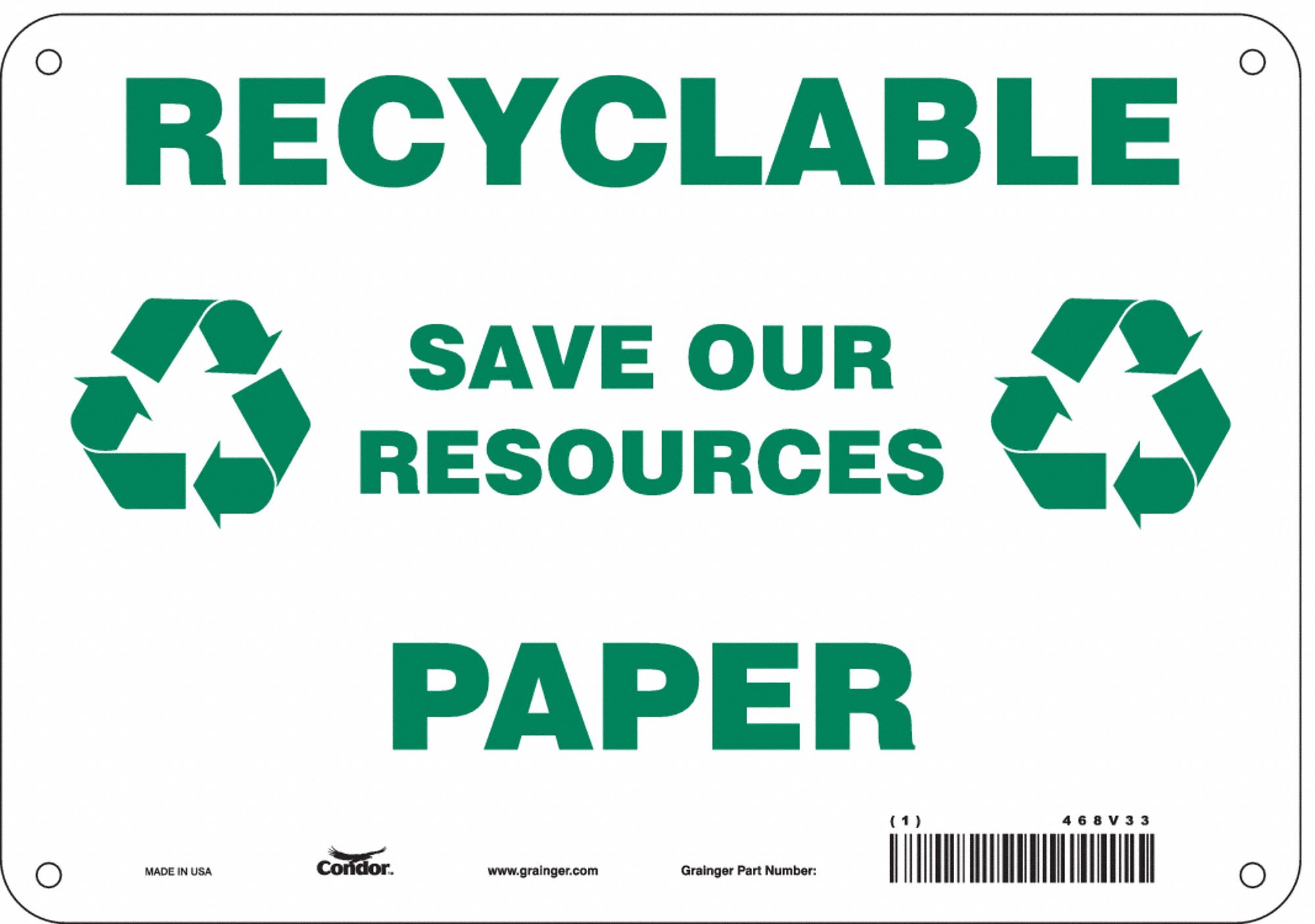 Safety Sign: Polyethylene, Mounting Holes Sign Mounting, 7 in x 10 in Nominal Sign Size, No Header
