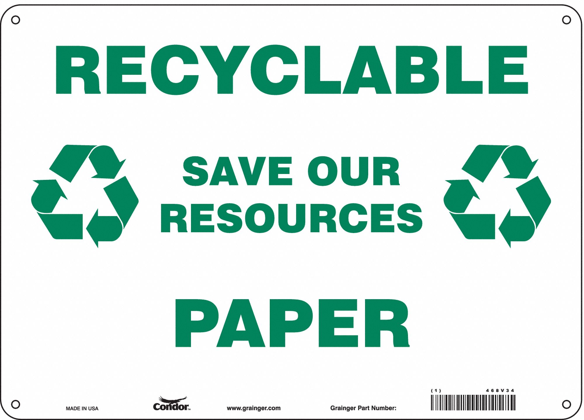 Safety Sign: Polyethylene, Mounting Holes Sign Mounting, 10 in x 14 in Nominal Sign Size, No Header