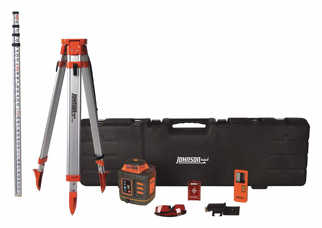 Rotary Laser: 2, 000 ft Range w/Receiver, Red Beam, Horizontal, ±3/16 in @ 100 ft