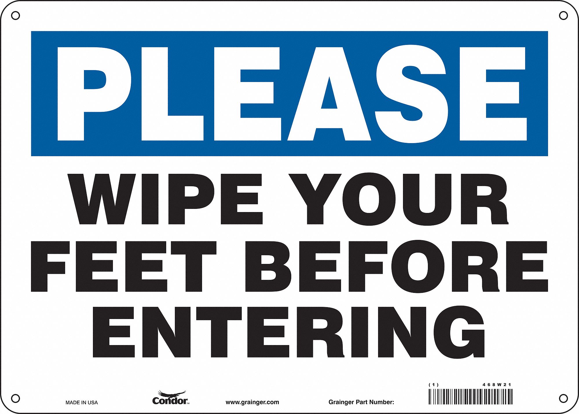 Safety Sign: Polyethylene, Mounting Holes Sign Mounting, 10 in x 14 in Nominal Sign Size, 10 in Ht