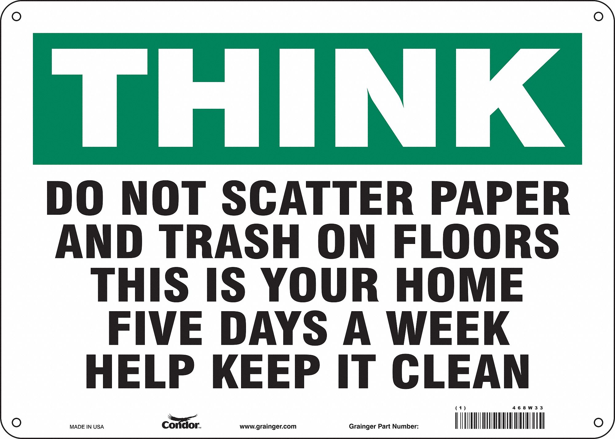 Safety Sign: Aluminum, Mounting Holes Sign Mounting, 10 in x 14 in Nominal Sign Size, 0.032 in Thick