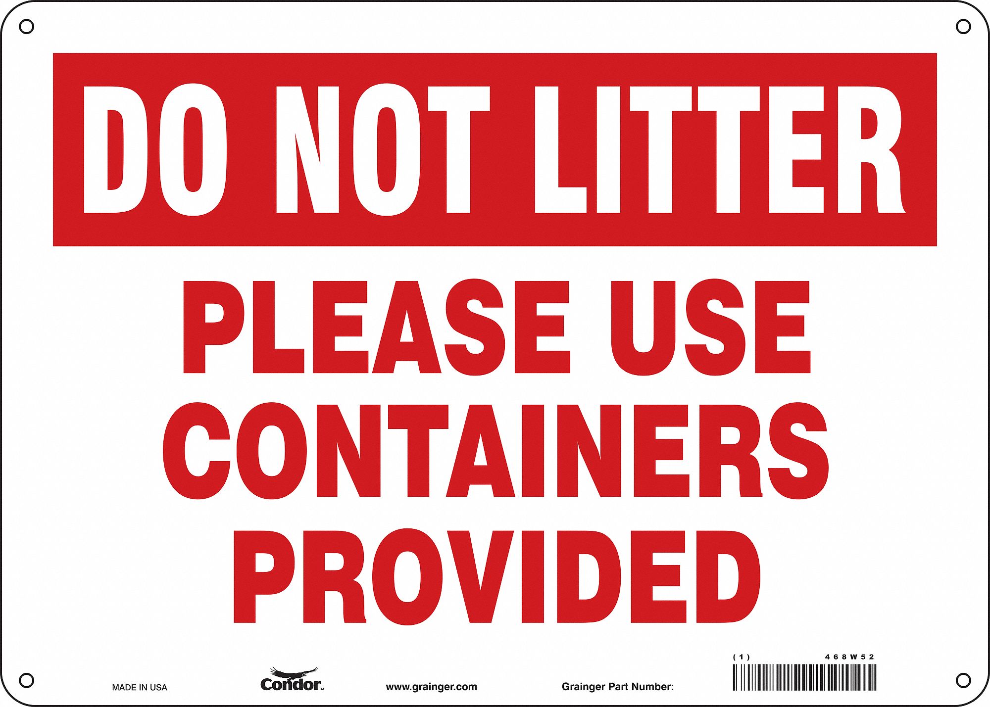 Safety Sign: Aluminum, Mounting Holes Sign Mounting, 10 in x 14 in Nominal Sign Size, 0.032 in Thick