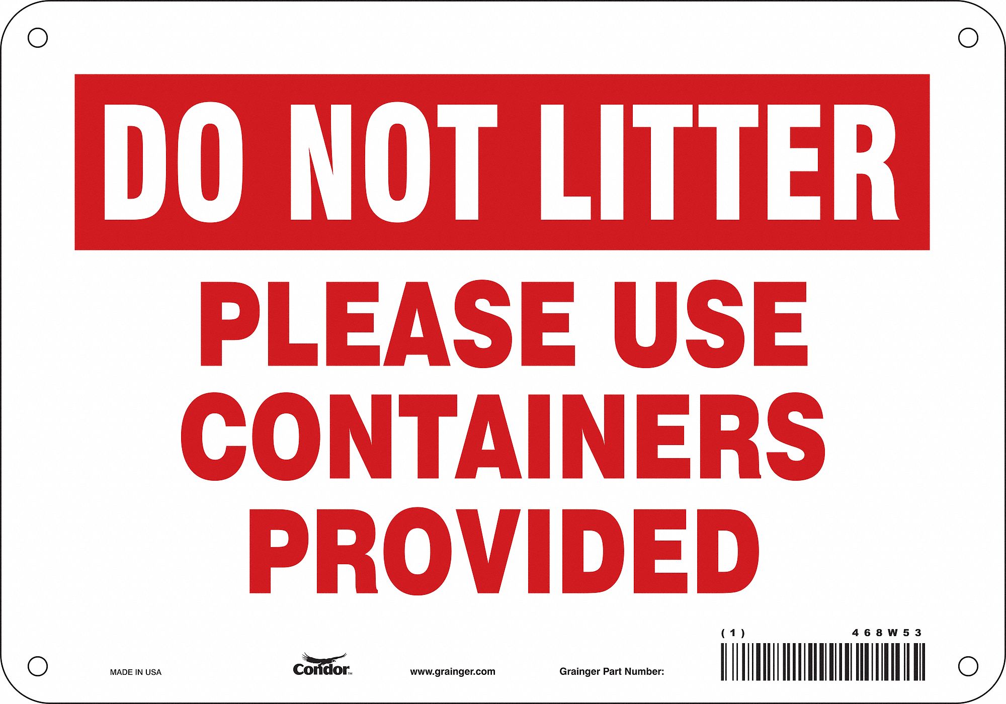 Safety Sign: Polyethylene, Mounting Holes Sign Mounting, 7 in x 10 in Nominal Sign Size, Wall
